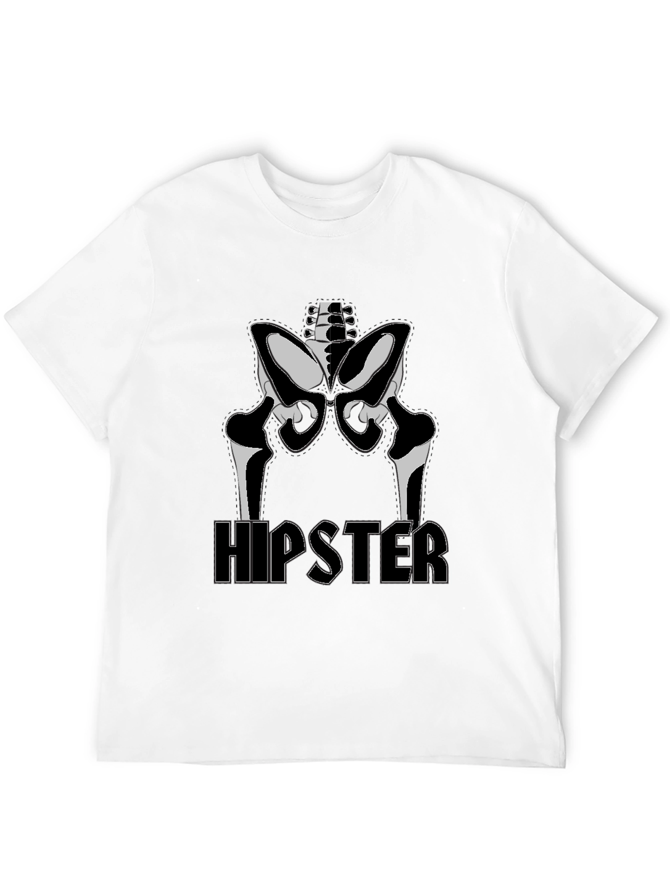 Hipster Skeleton Graphic Tee - Black Cotton T-Shirt