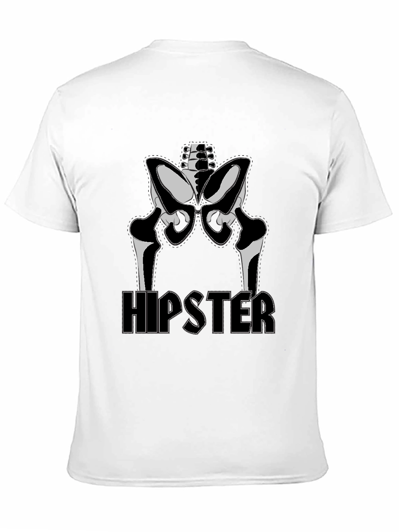 Hipster Skeleton Graphic Tee - Black Cotton T-Shirt