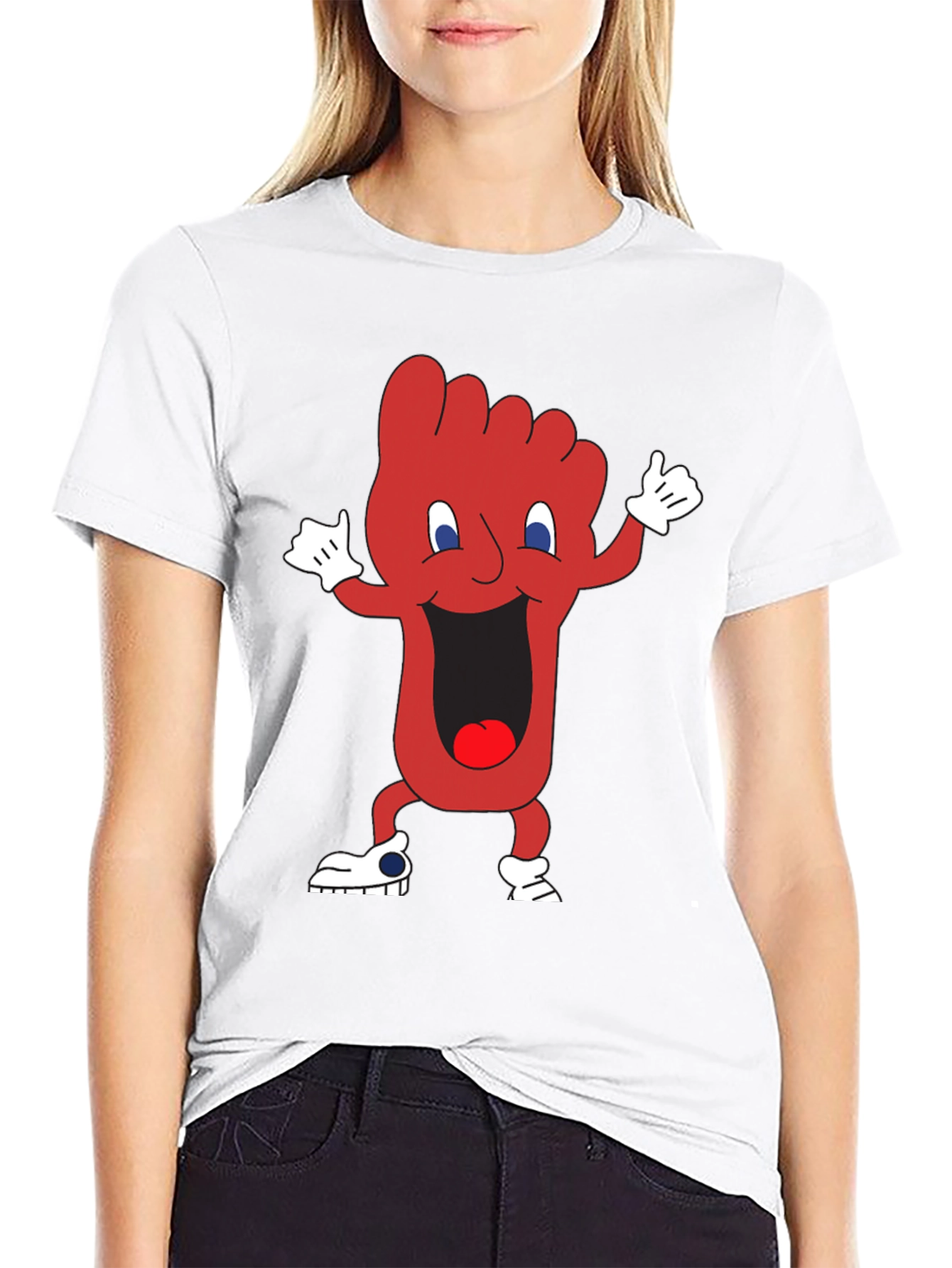 Funny Cartoon Foot T-Shirt - Quirky Graphic Tee