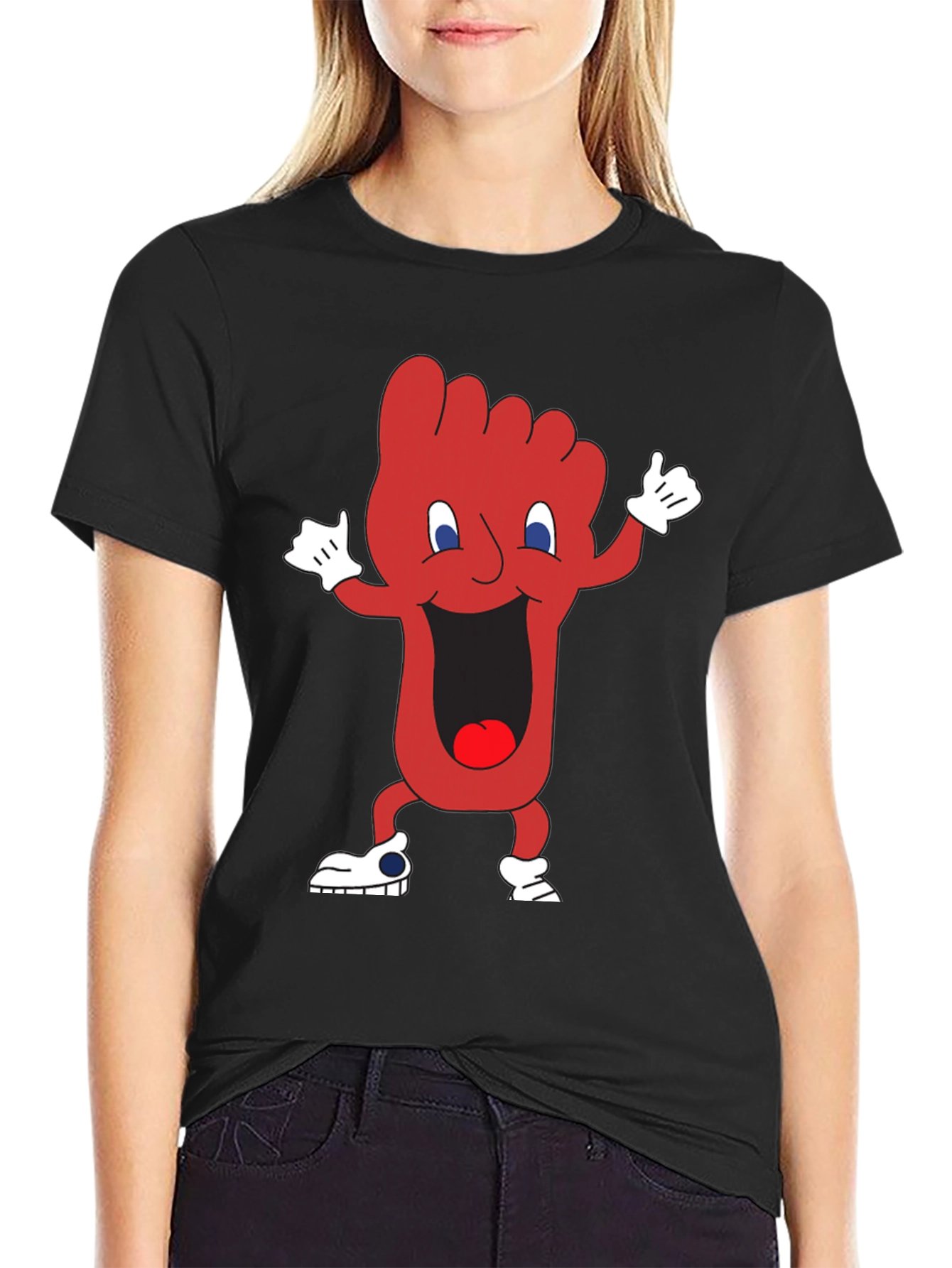 Funny Cartoon Foot T-Shirt - Quirky Graphic Tee
