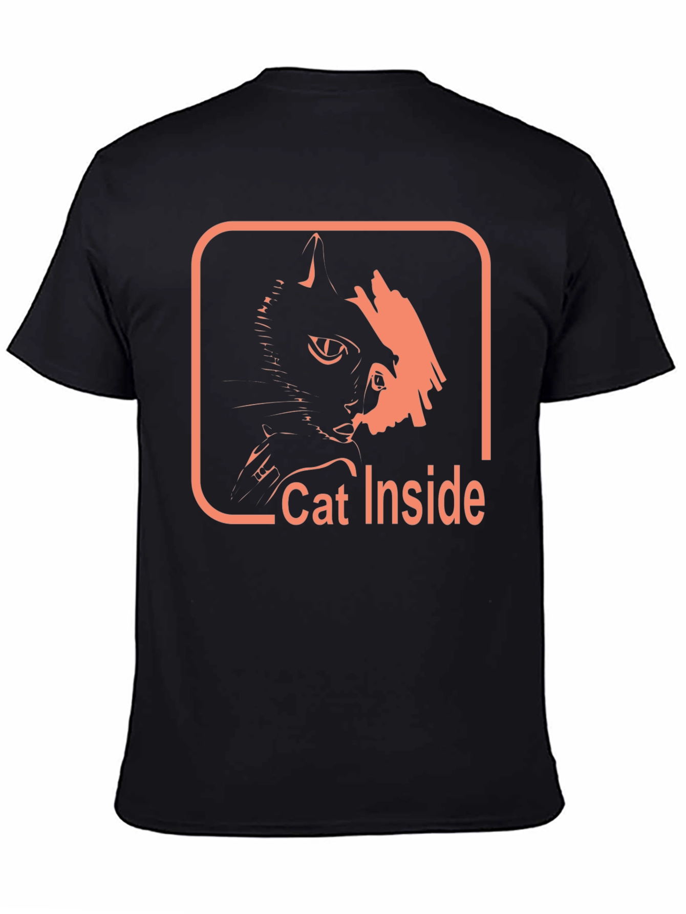 Cat Inside Graphic Tee - Black Cotton Comfort