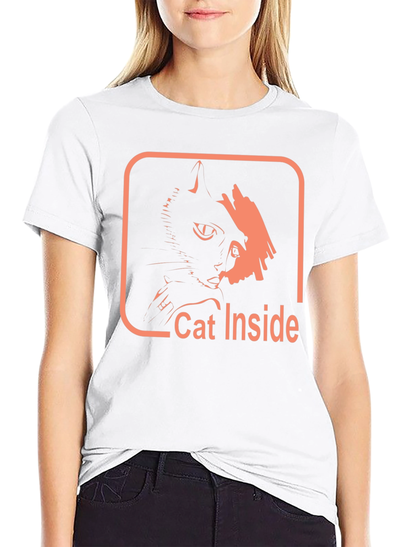 Cat Inside Graphic Tee - Black Cotton Comfort