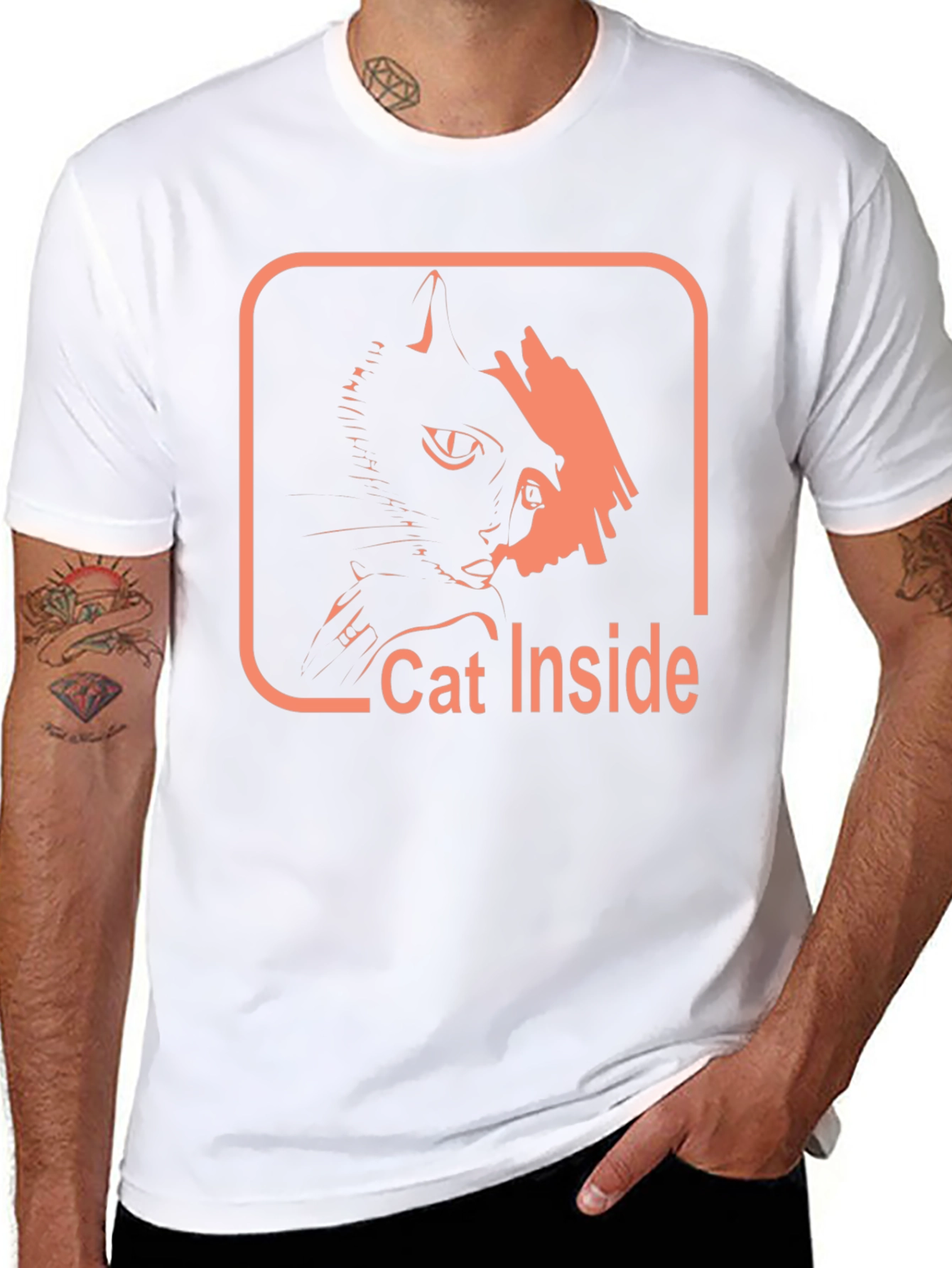 Cat Inside Graphic Tee - Black Cotton Comfort