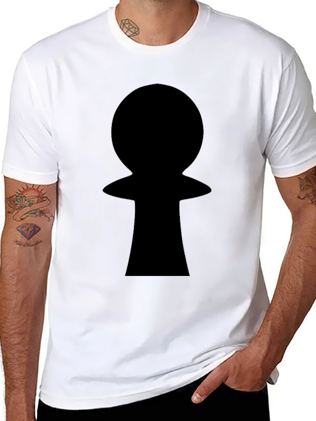 Black Keyhole Graphic T-Shirt - Mens Casual Tee