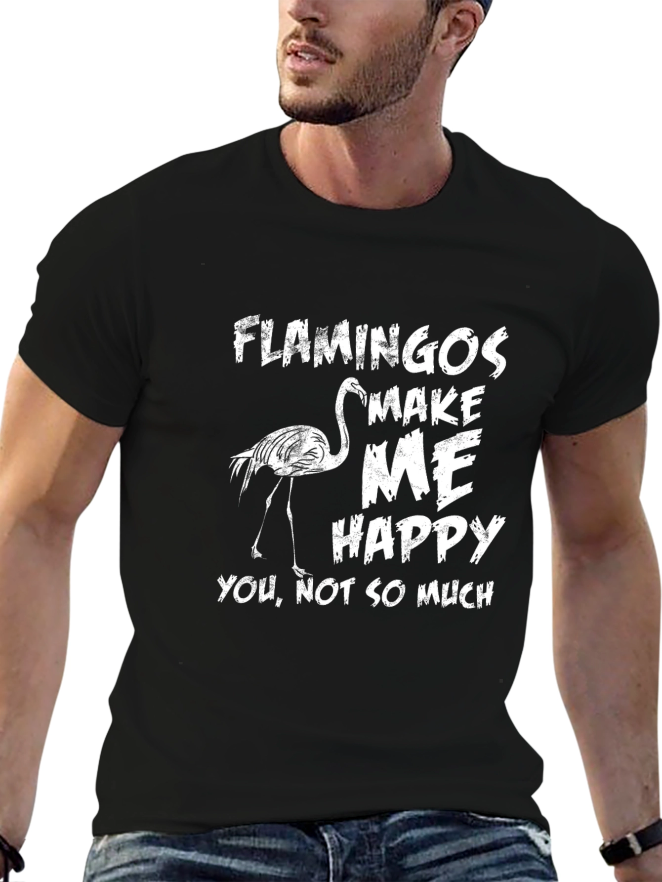 Funny Flamingo Graphic Tee - Make Me Happy