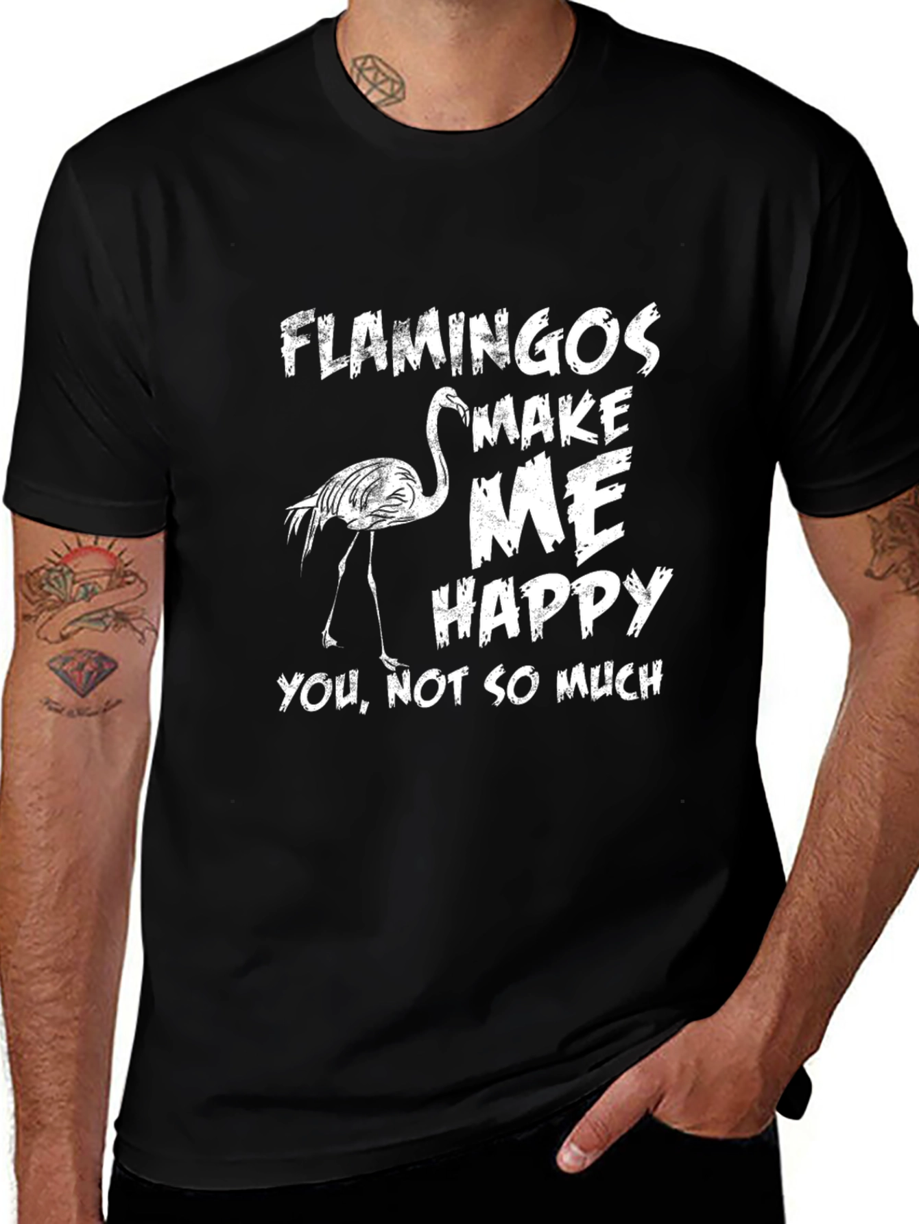 Funny Flamingo Graphic Tee - Make Me Happy