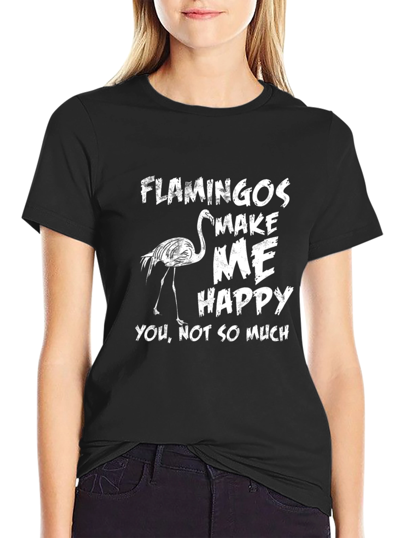 Funny Flamingo Graphic Tee - Make Me Happy