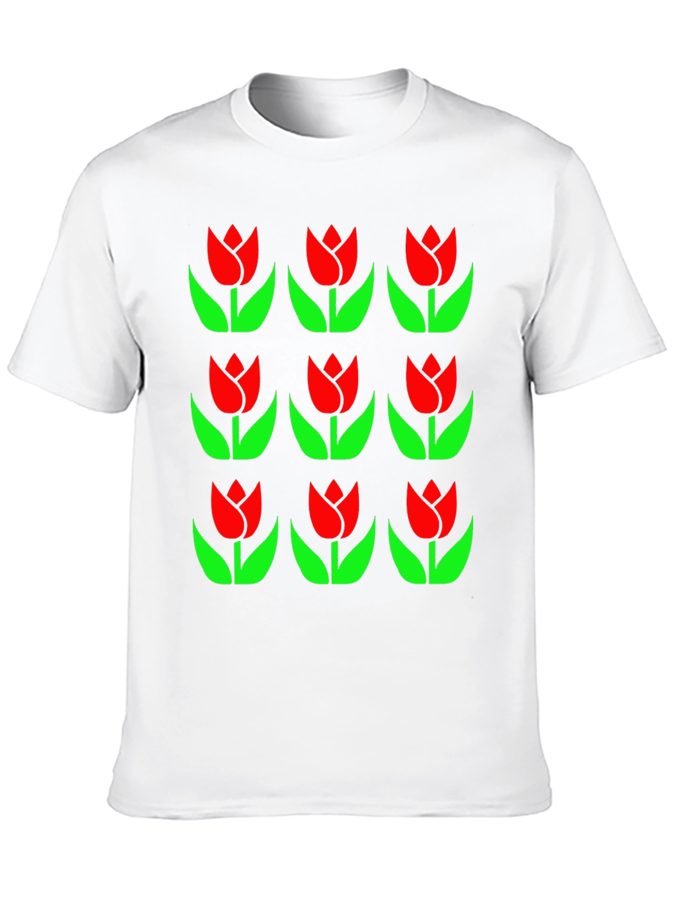Tulip Pattern Black T-Shirt