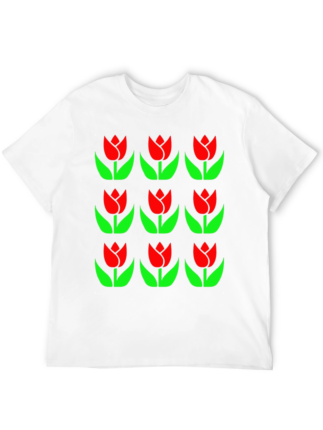 Tulip Pattern Black T-Shirt