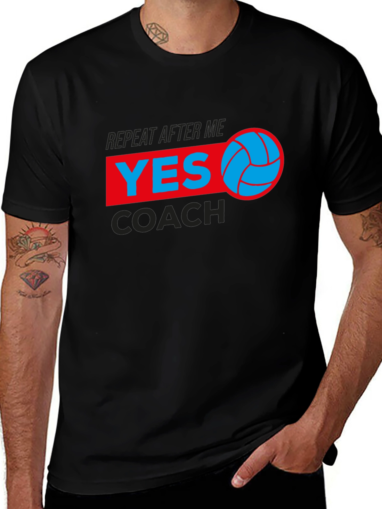 Volleyball Yes Coach T-Shirt - Black Graphic Tee