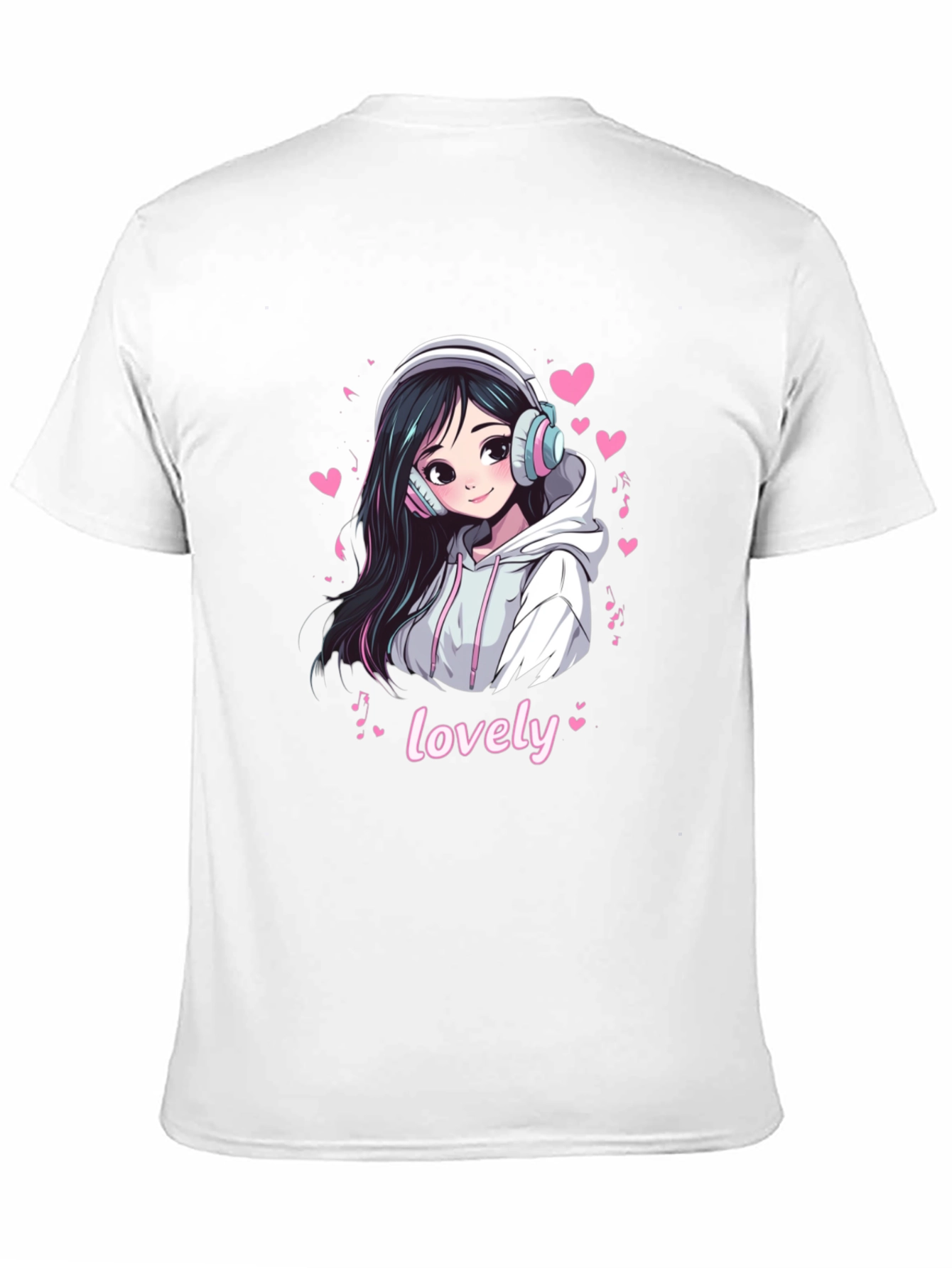 Anime Girl Lovely Graphic Black T-Shirt