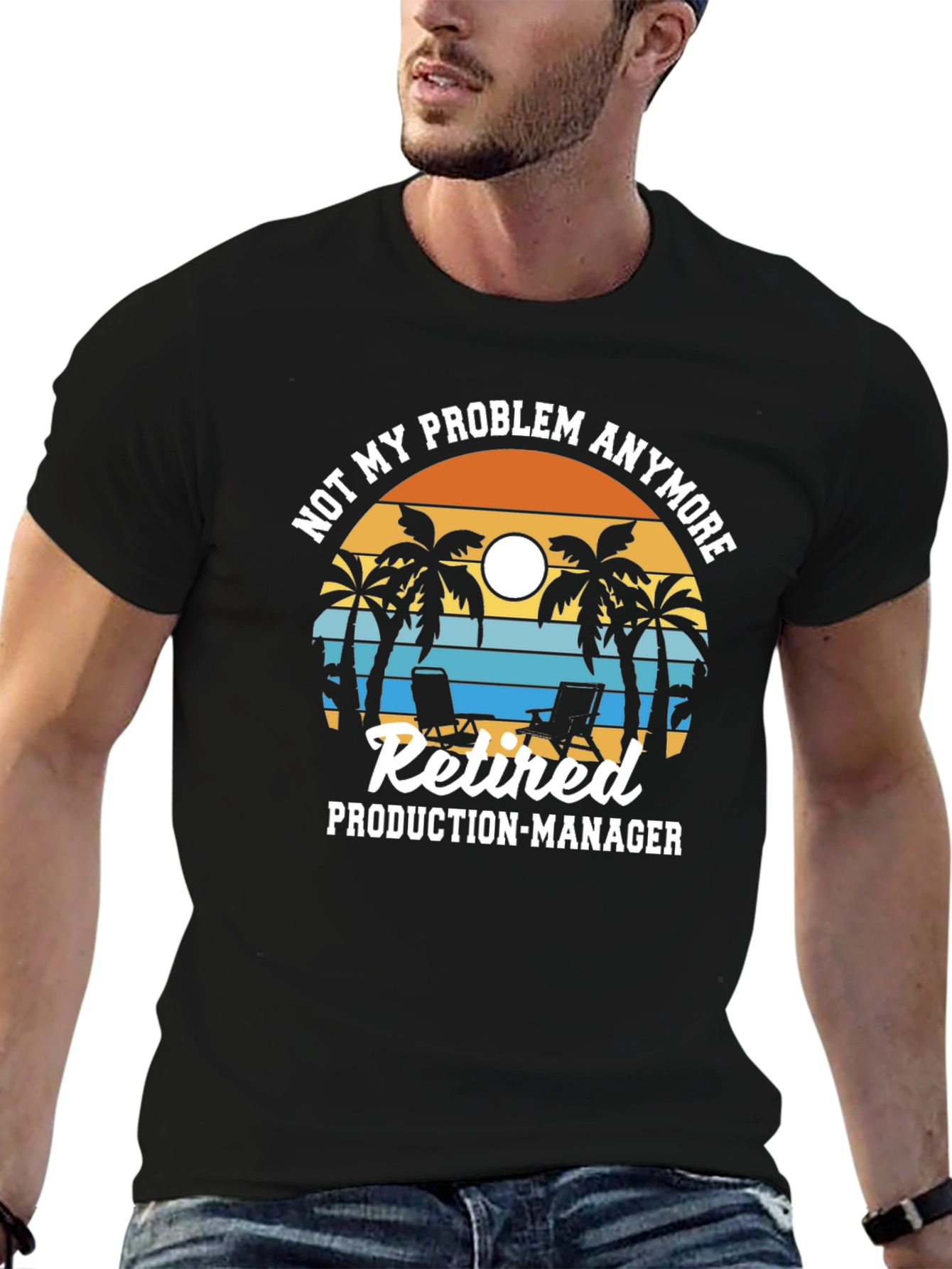 Retired Production Manager T-Shirt - Beach Design