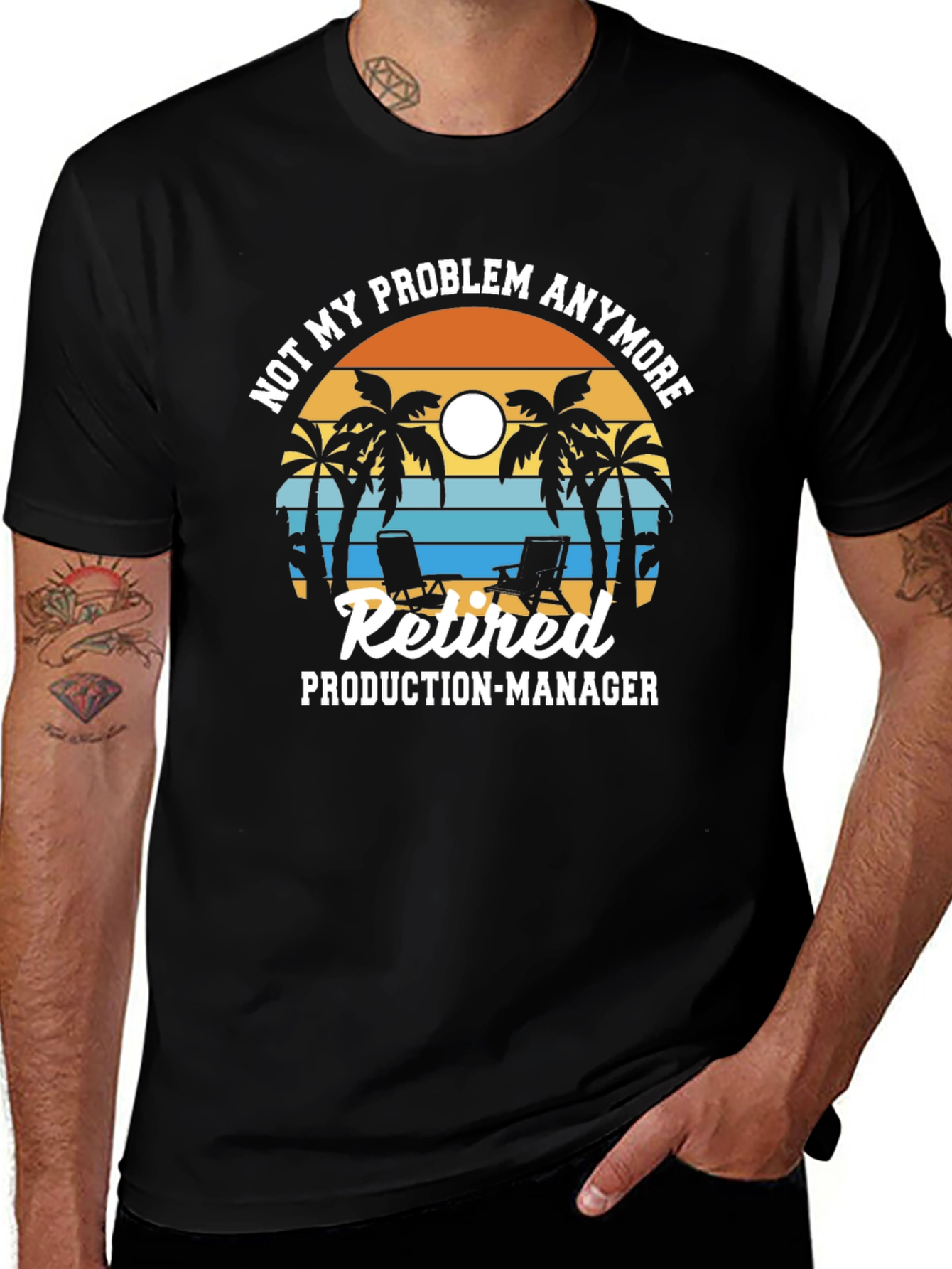 Retired Production Manager T-Shirt - Beach Design