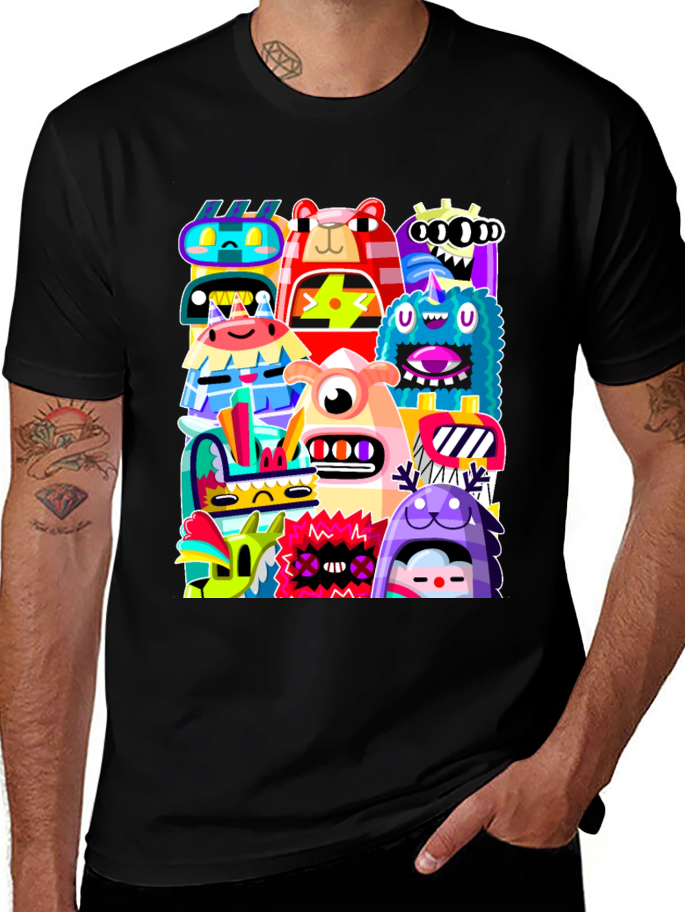 Monster Mash Graphic Tee - Funky Black T-Shirt