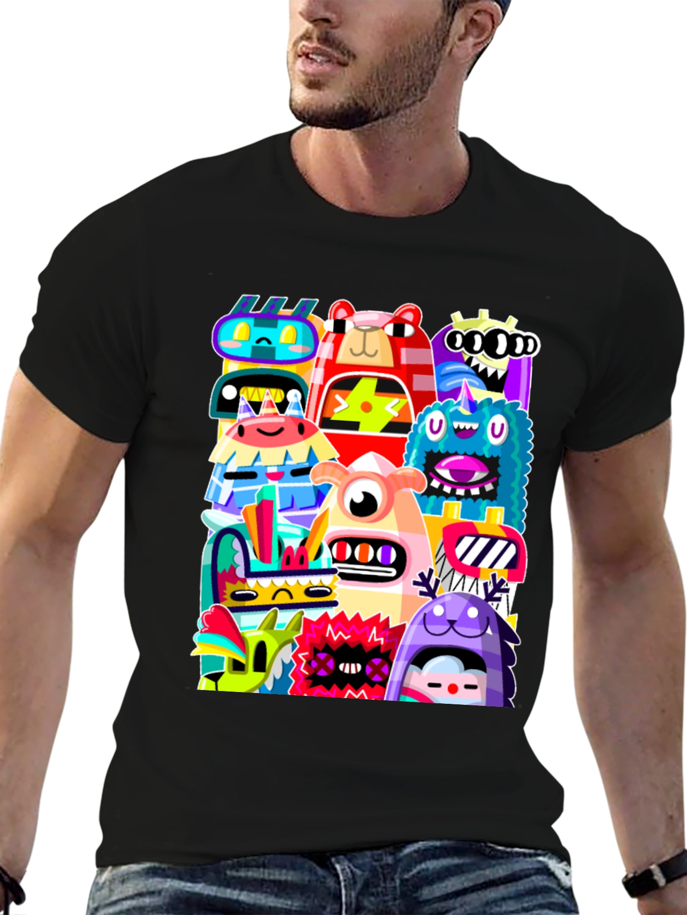 Monster Mash Graphic Tee - Funky Black T-Shirt