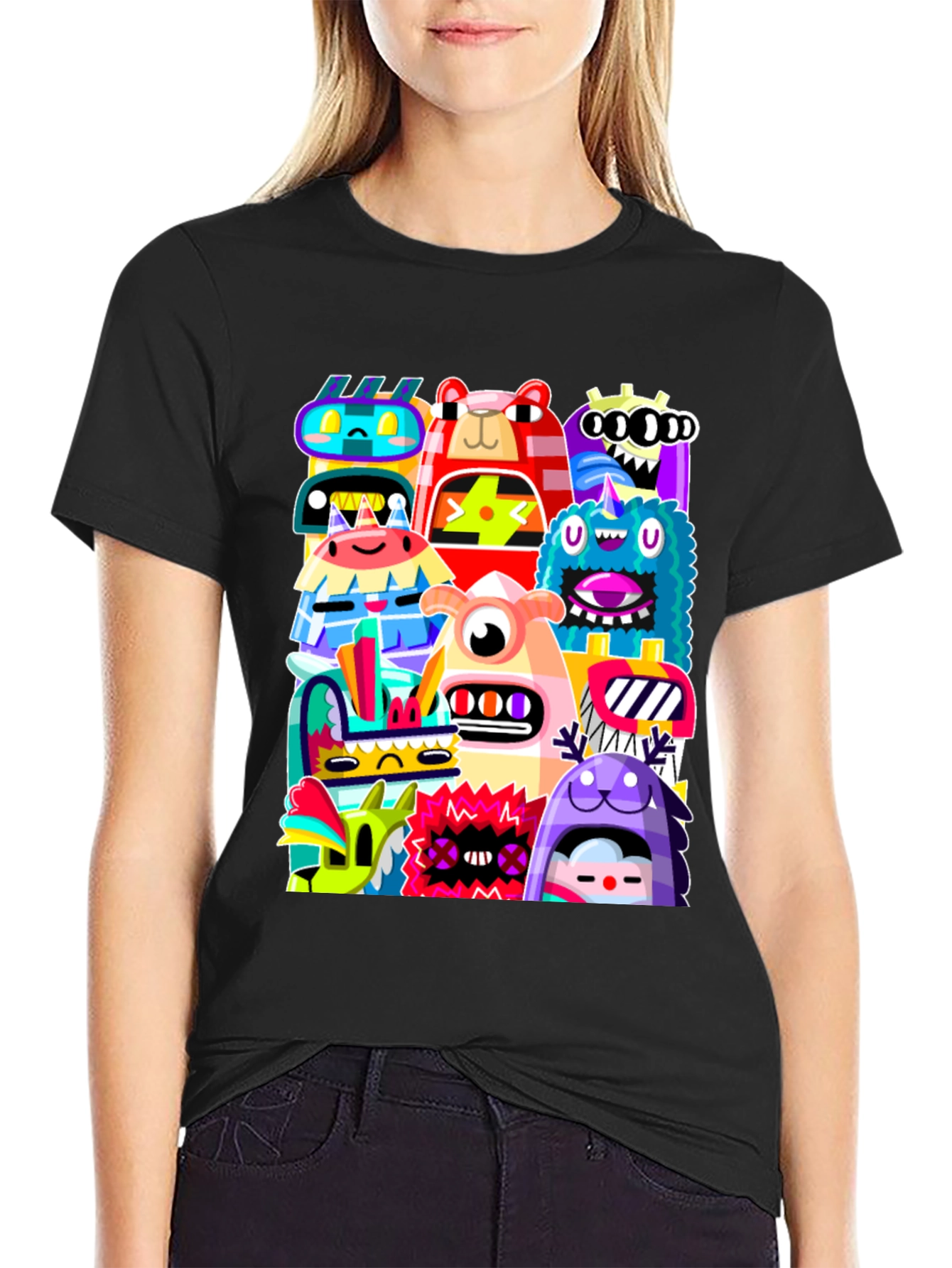 Monster Mash Graphic Tee - Funky Black T-Shirt