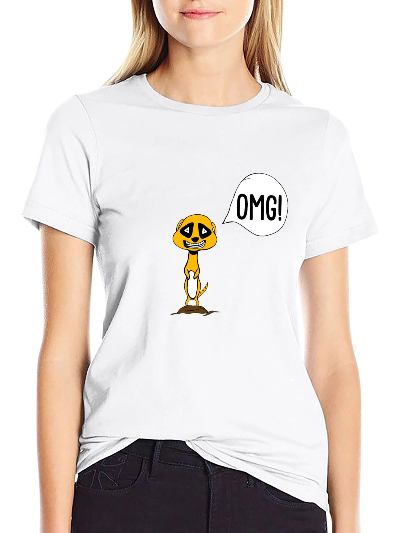 Funny Meerkat OMG! Graphic Tee - Black