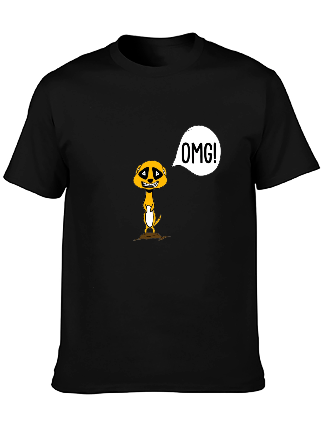 Funny Meerkat OMG! Graphic Tee - Black