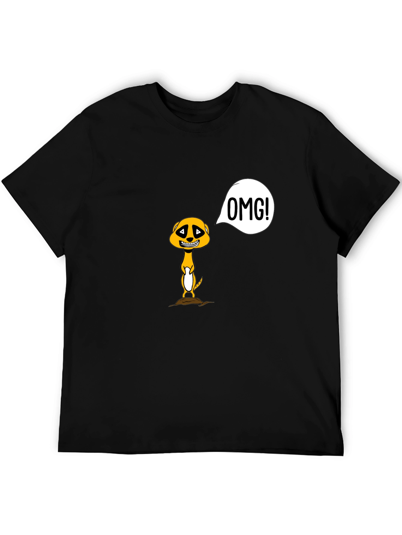 Funny Meerkat OMG! Graphic Tee - Black