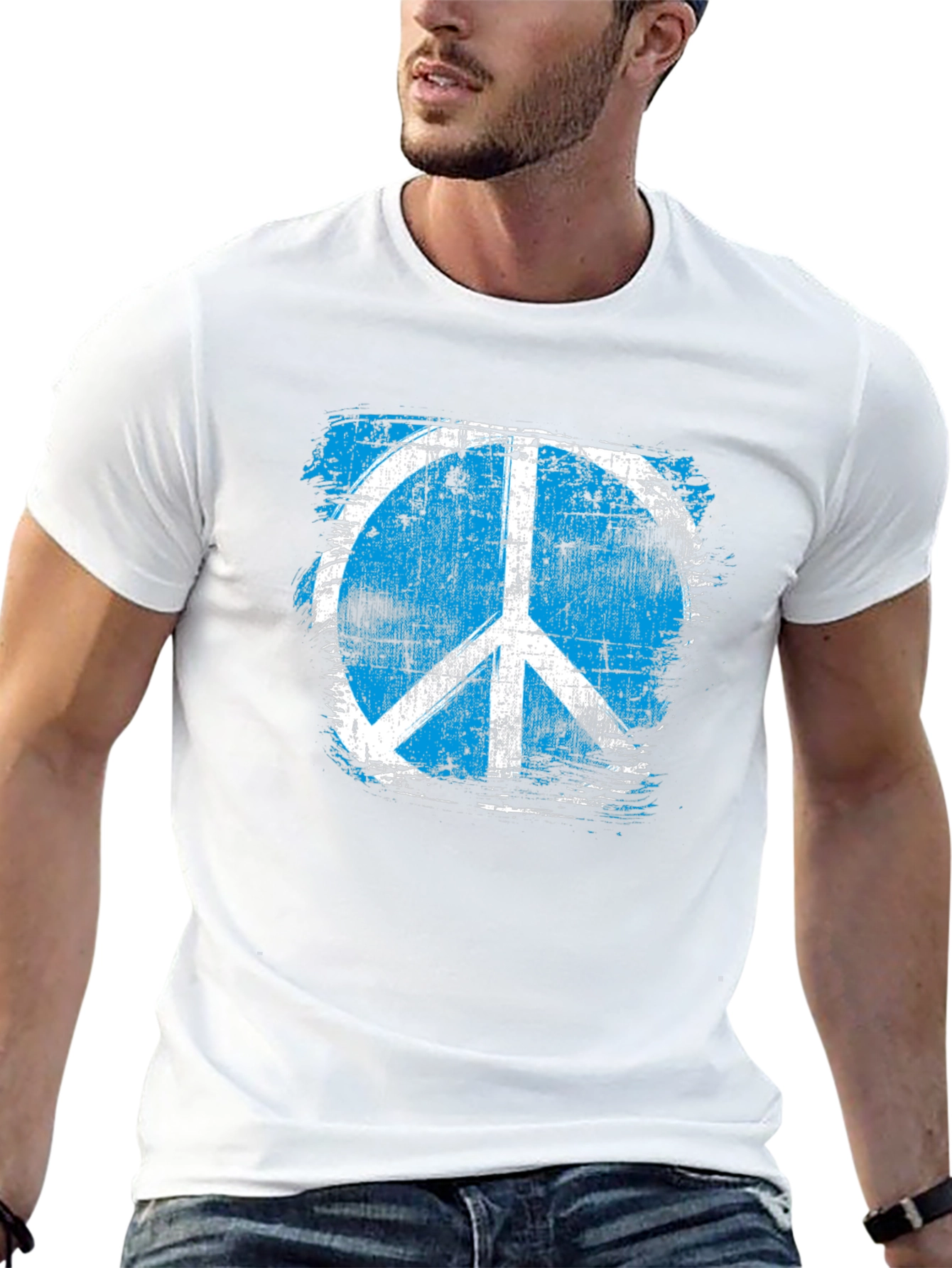 Distressed Peace Sign Graphic T-Shirt
