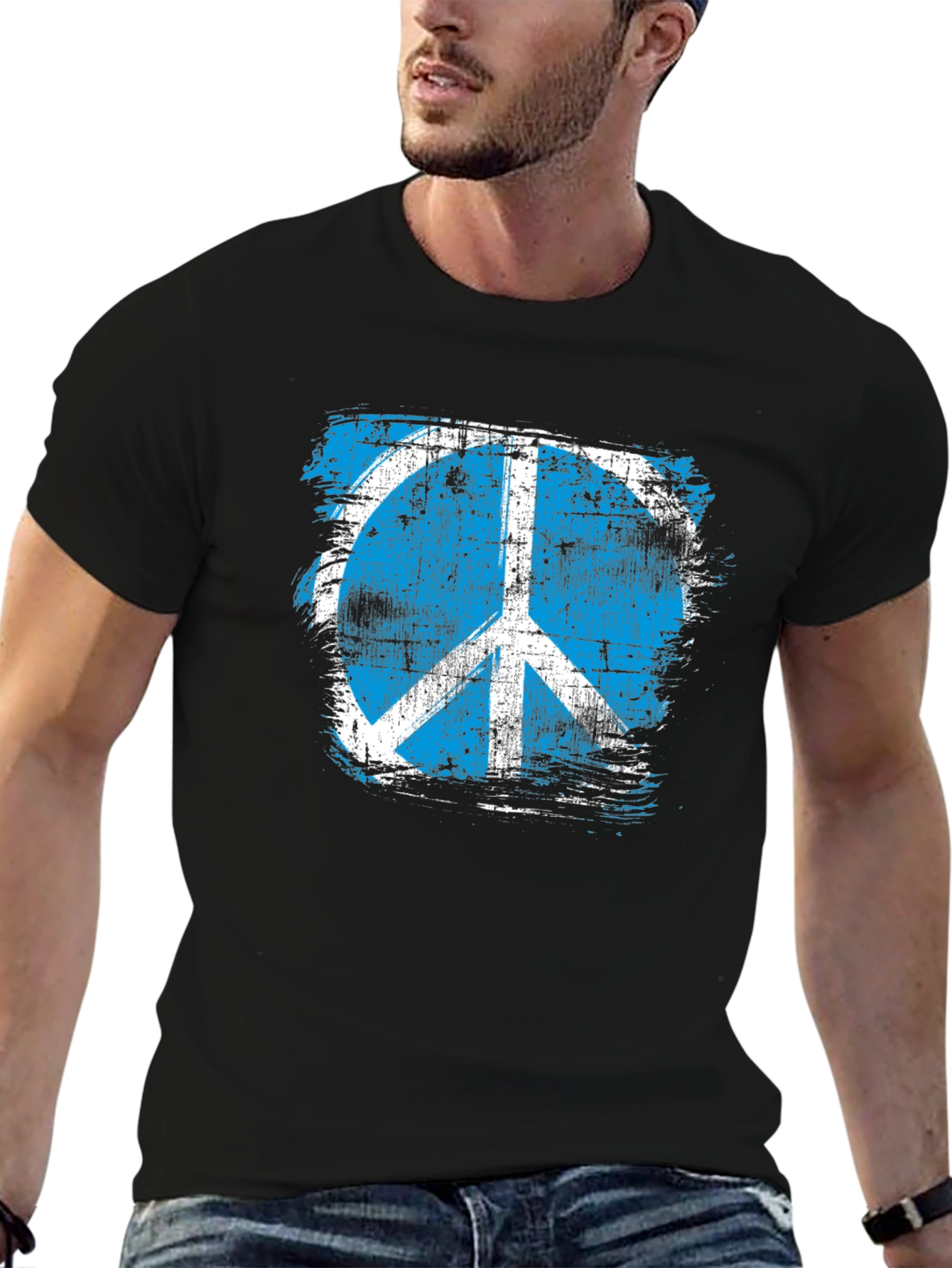 Distressed Peace Sign Graphic T-Shirt