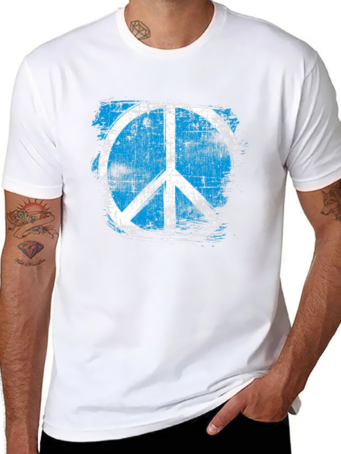 Distressed Peace Sign Graphic T-Shirt