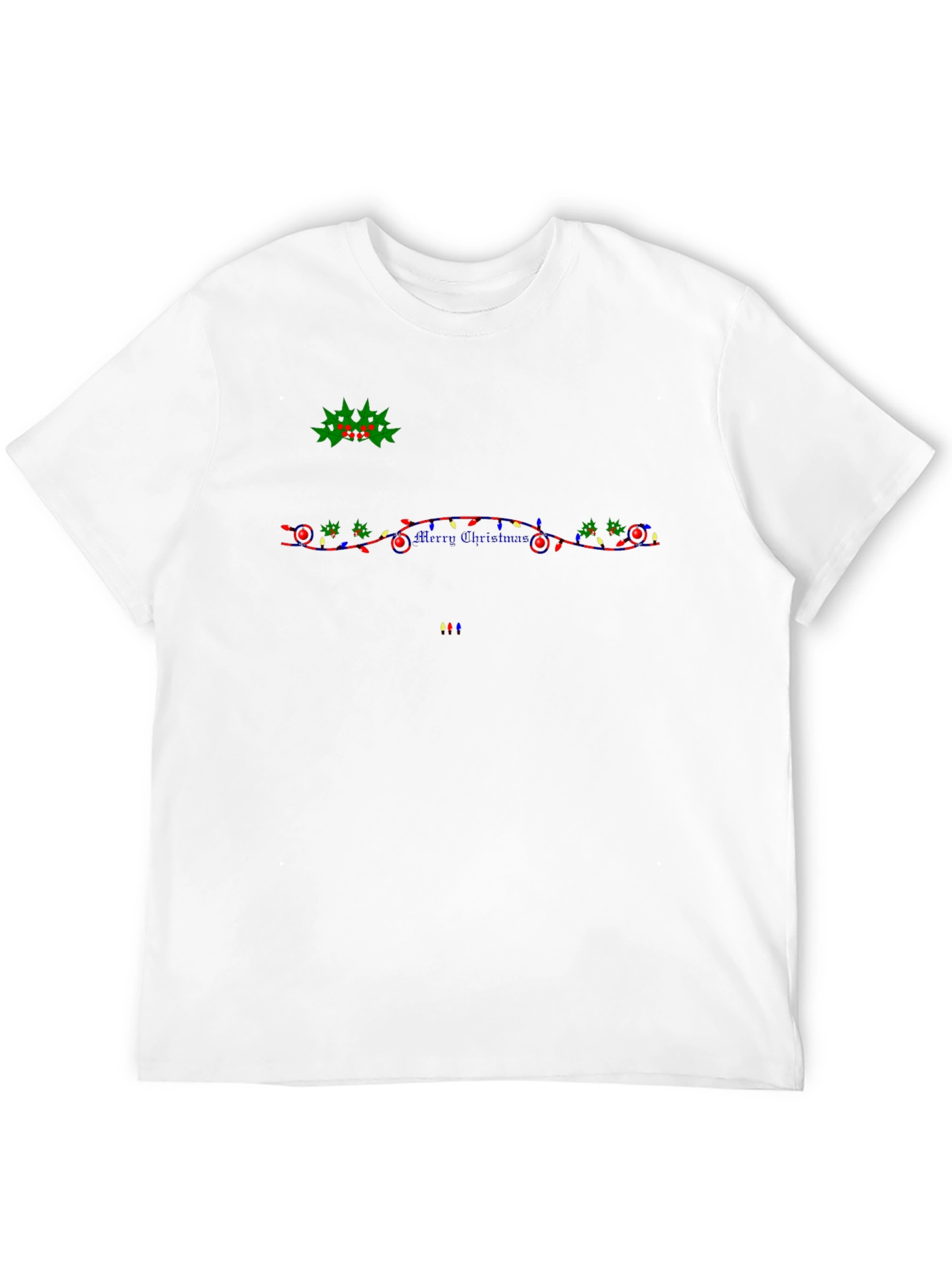 Festive Christmas Lights Graphic Black T-Shirt