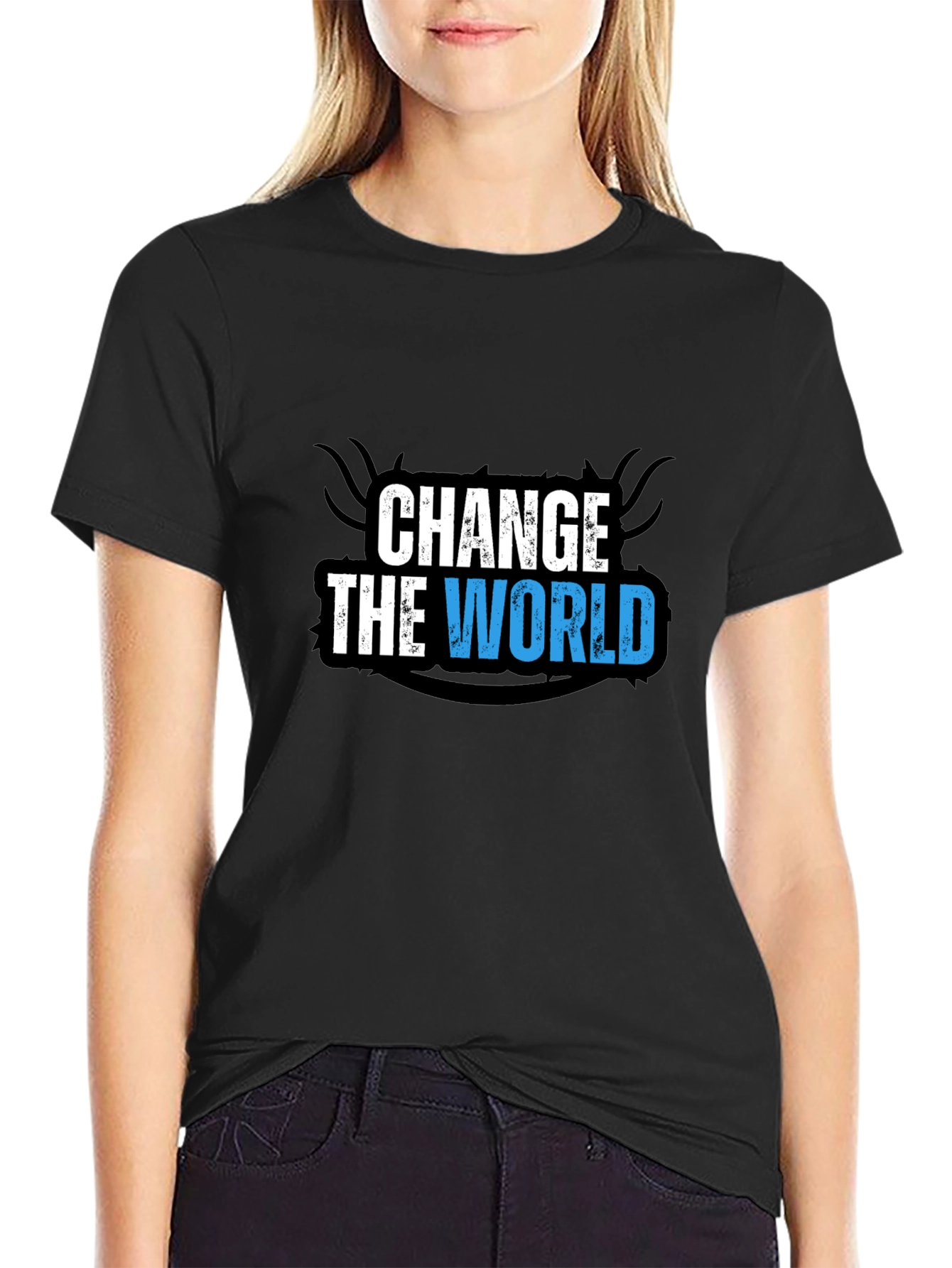 Change the World Graphic Black T-Shirt
