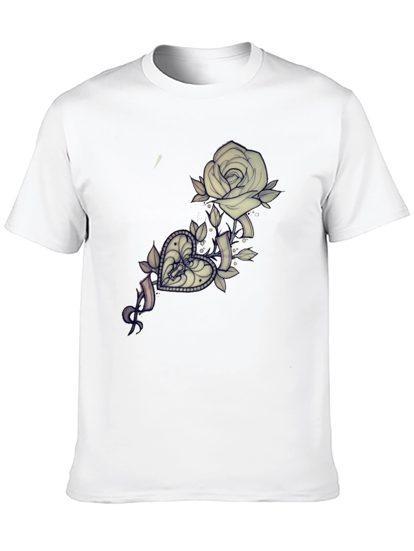 Rose & Heart Tattoo Graphic T-Shirt