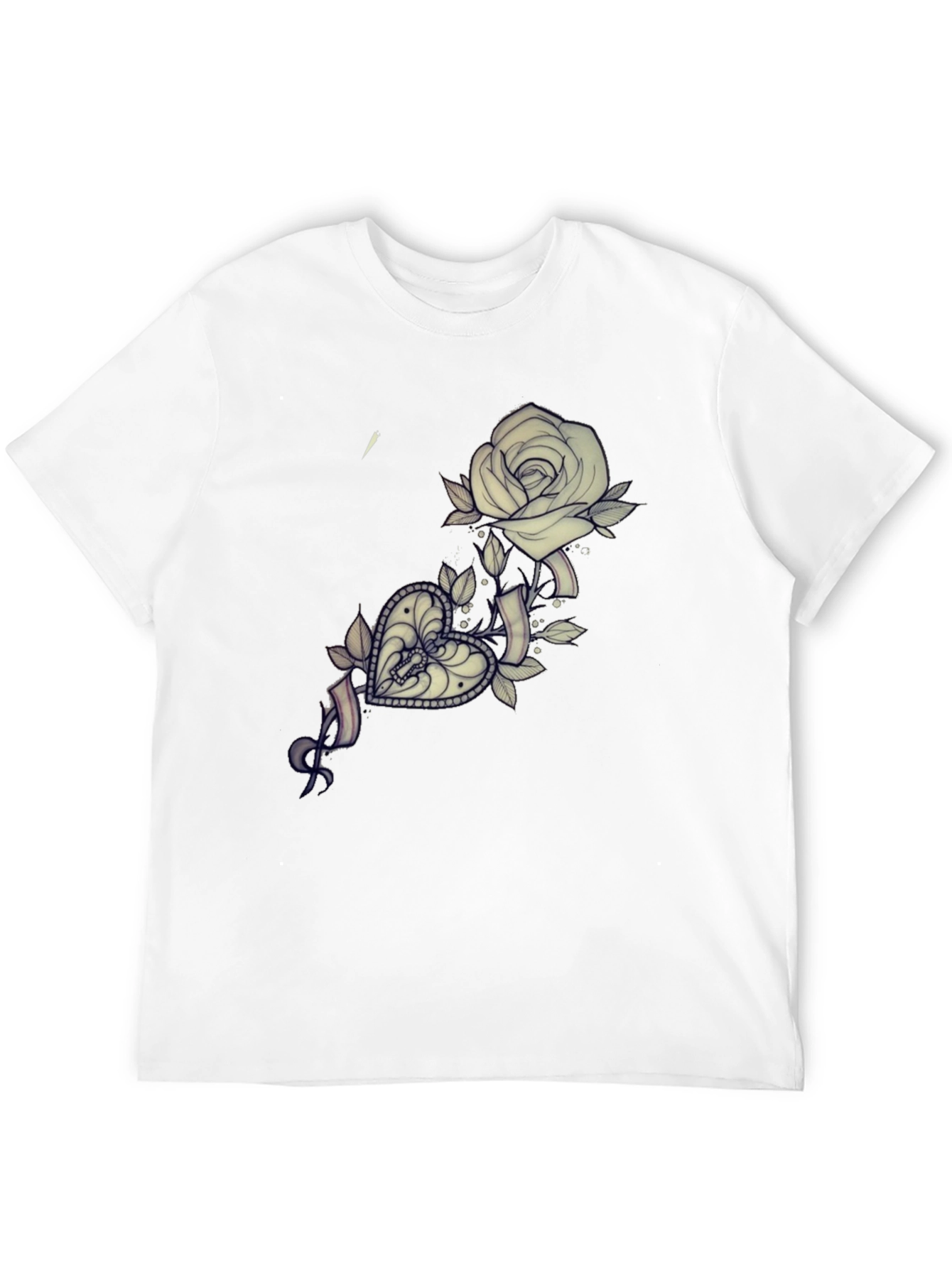 Rose & Heart Tattoo Graphic T-Shirt