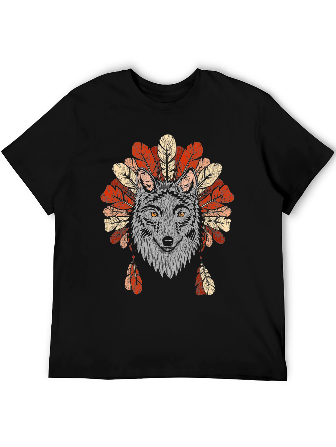 Wolf Headdress Graphic Tee - Native American Style T-Shirt