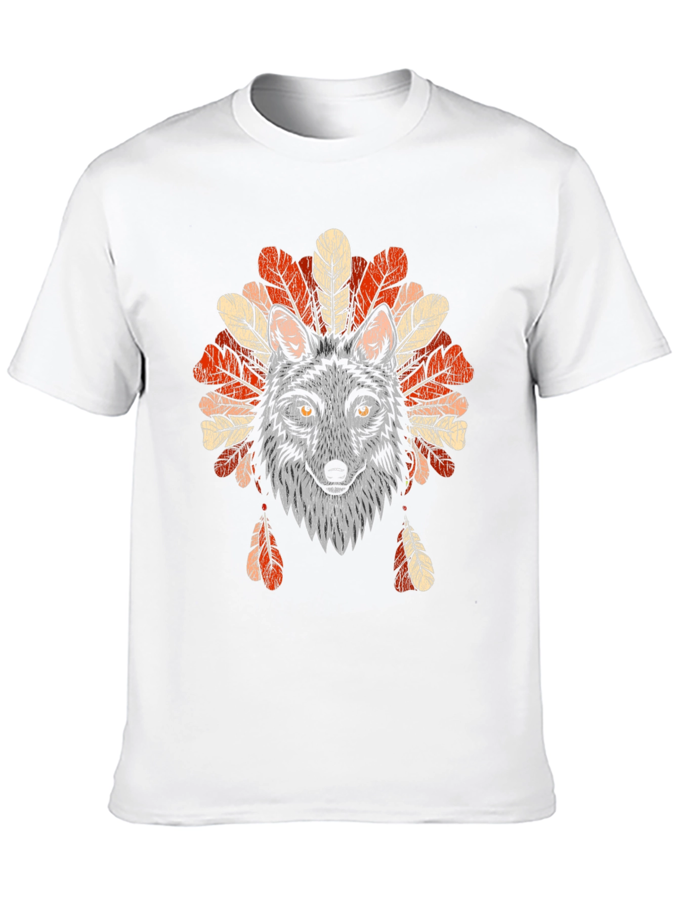 Wolf Headdress Graphic Tee - Native American Style T-Shirt