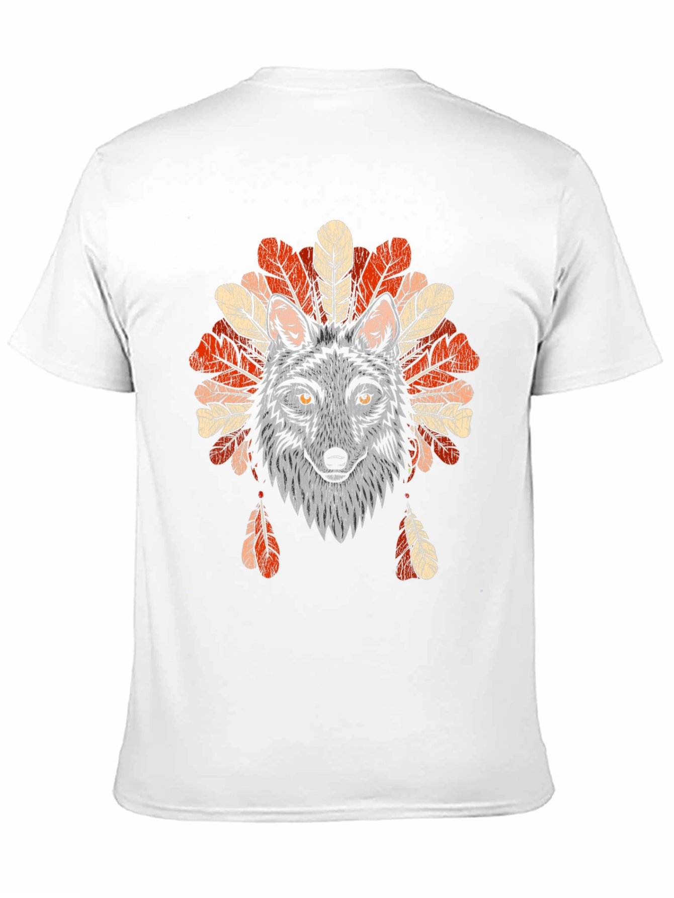 Wolf Headdress Graphic Tee - Native American Style T-Shirt