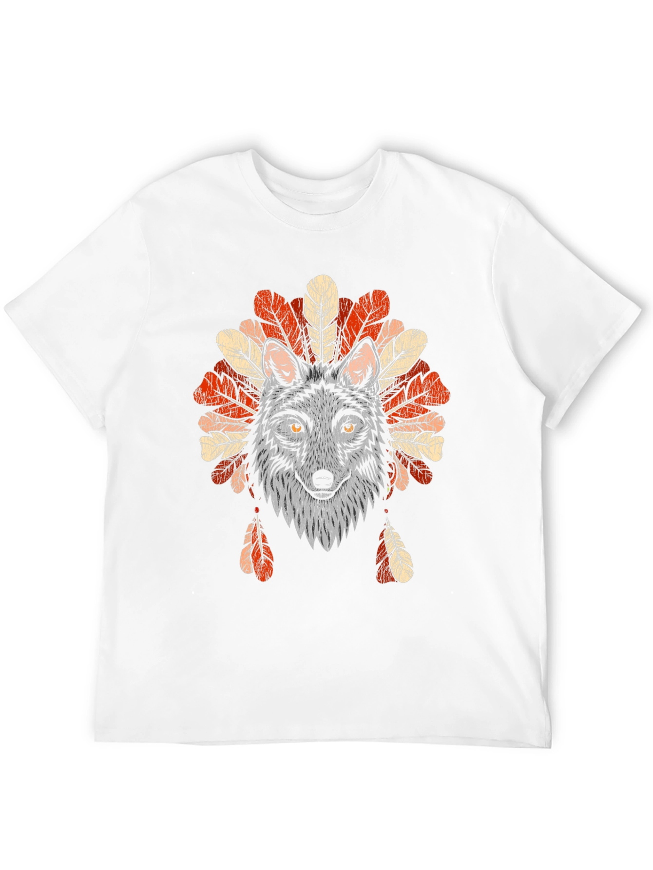 Wolf Headdress Graphic Tee - Native American Style T-Shirt