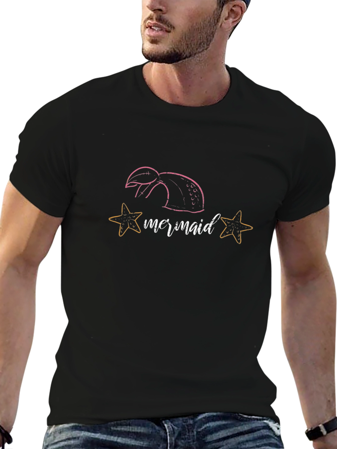 Mermaid Tail Graphic T-Shirt - Stylish Cotton Tee