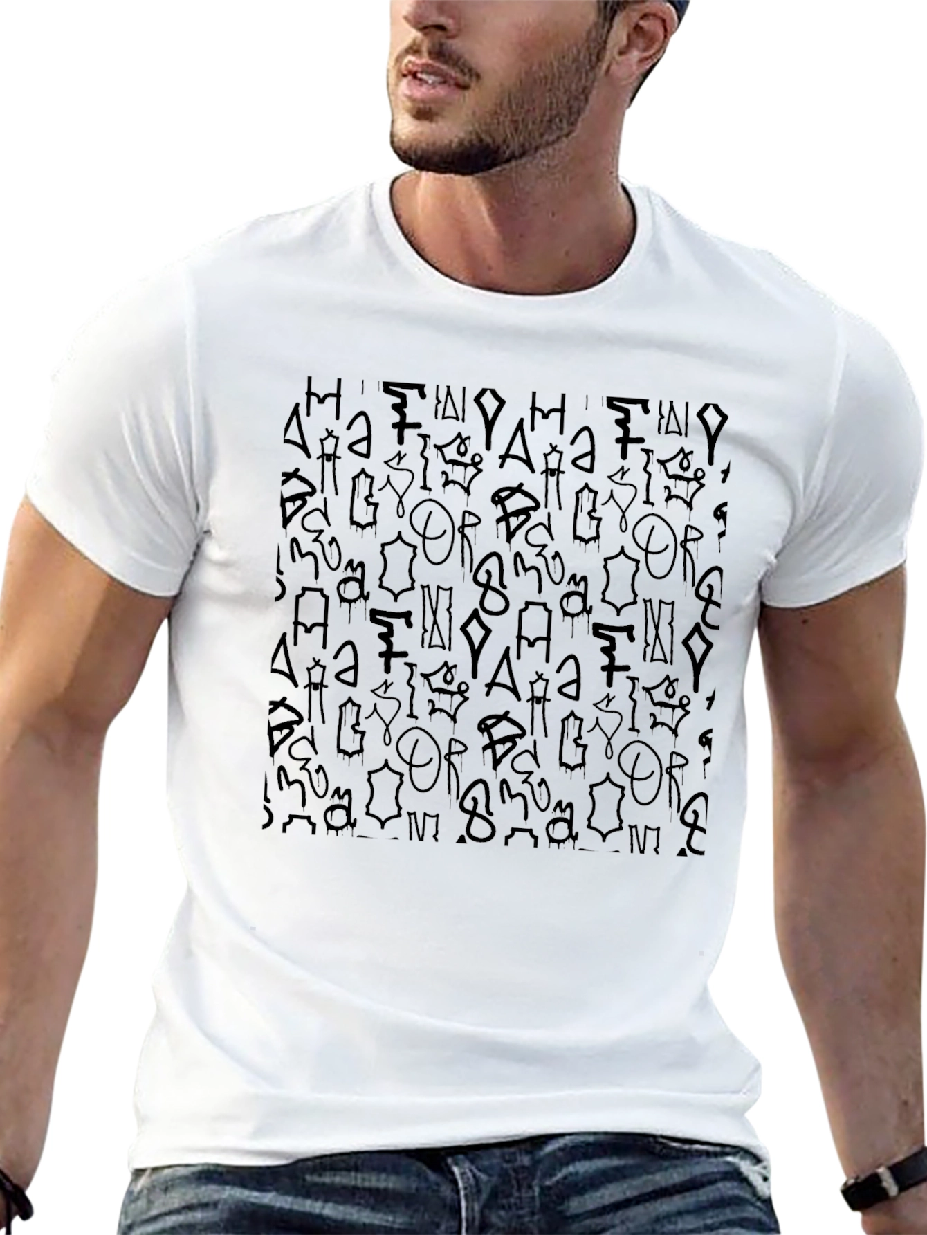 Mens Black Graphic Print Short Sleeve T-Shirt