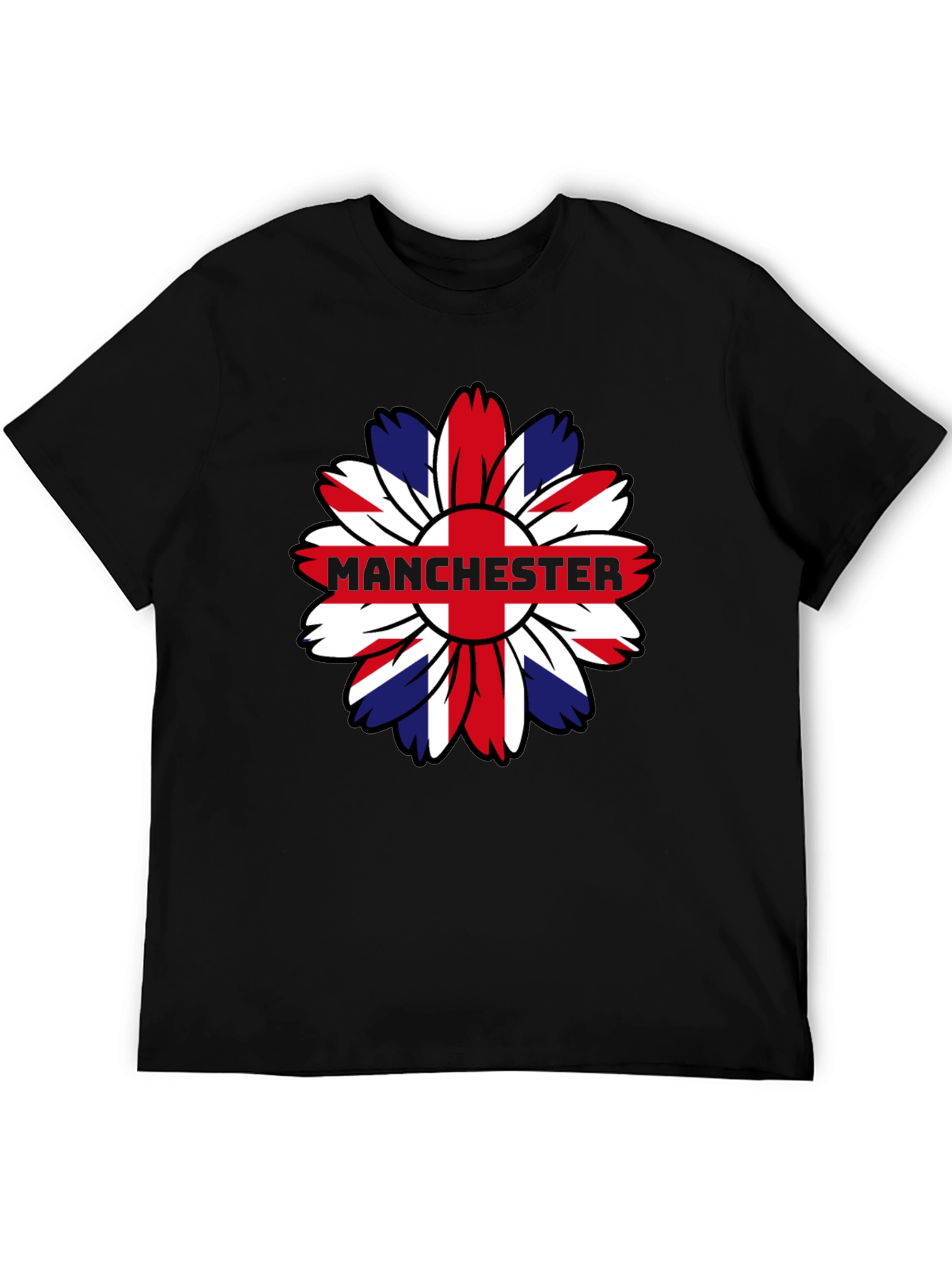 Manchester UK Flag Flower Graphic T-Shirt