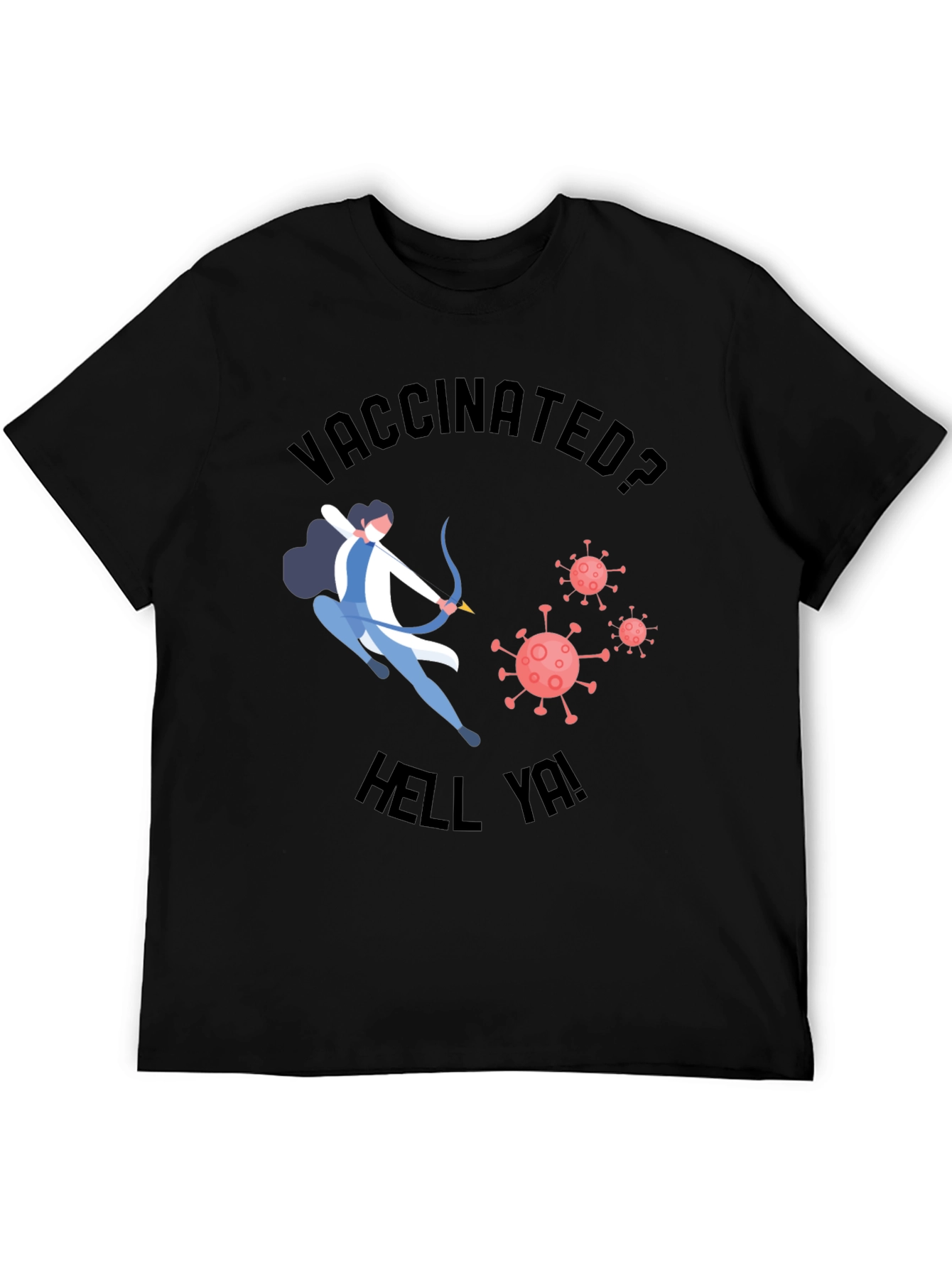 Vaccinated Archer Graphic T-Shirt - Black Crew Neck Tee