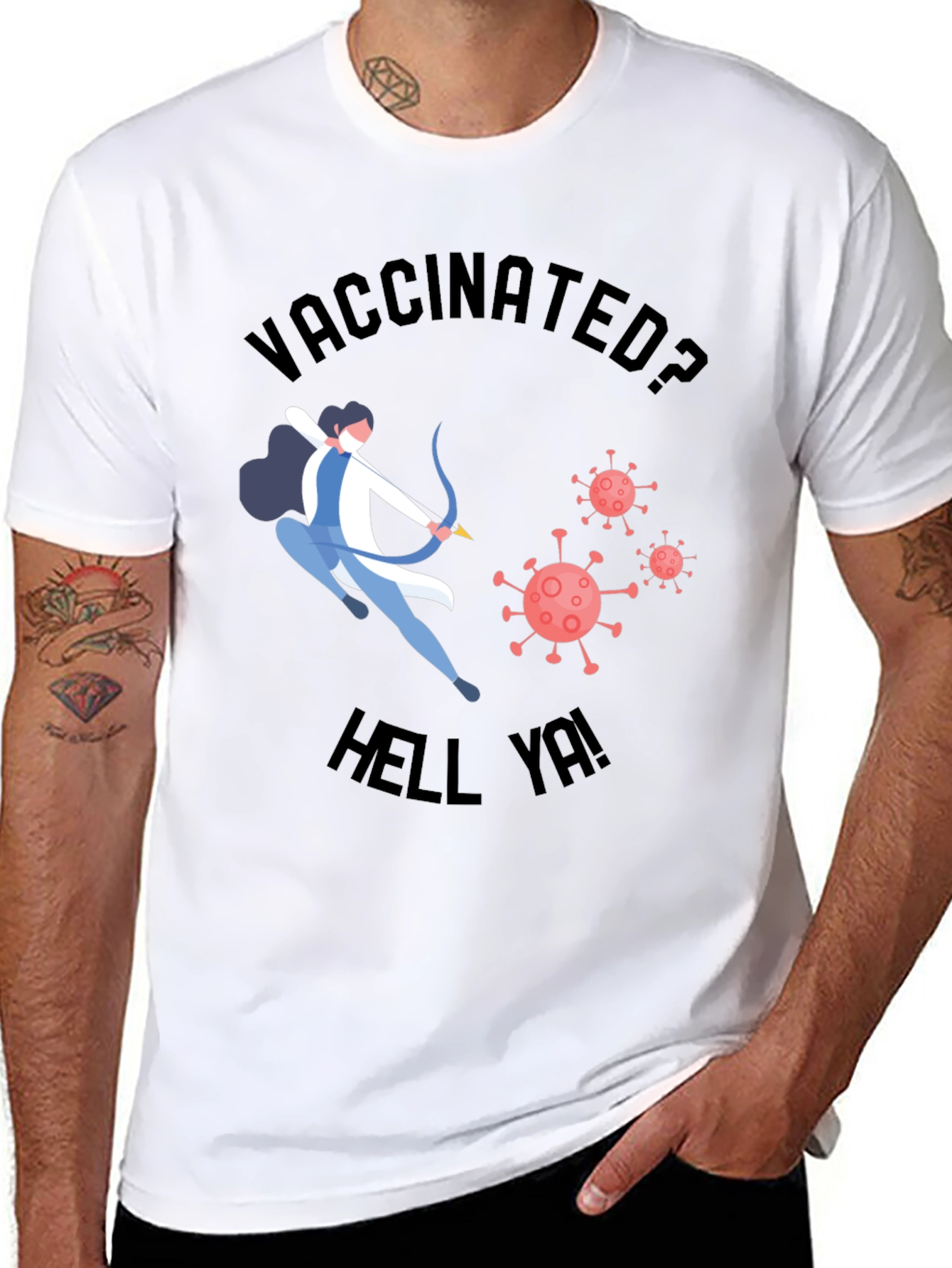 Vaccinated Archer Graphic T-Shirt - Black Crew Neck Tee