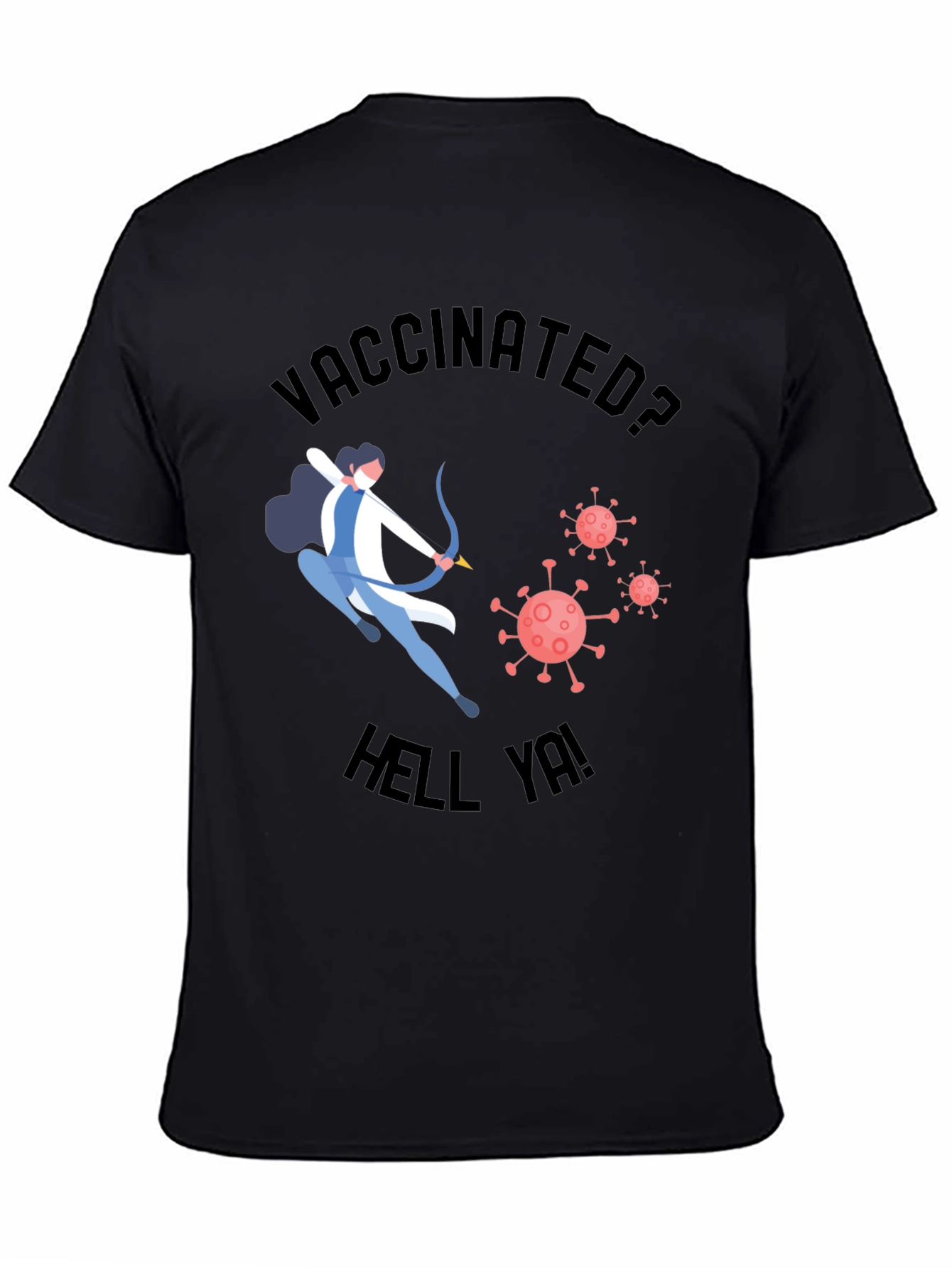Vaccinated Archer Graphic T-Shirt - Black Crew Neck Tee