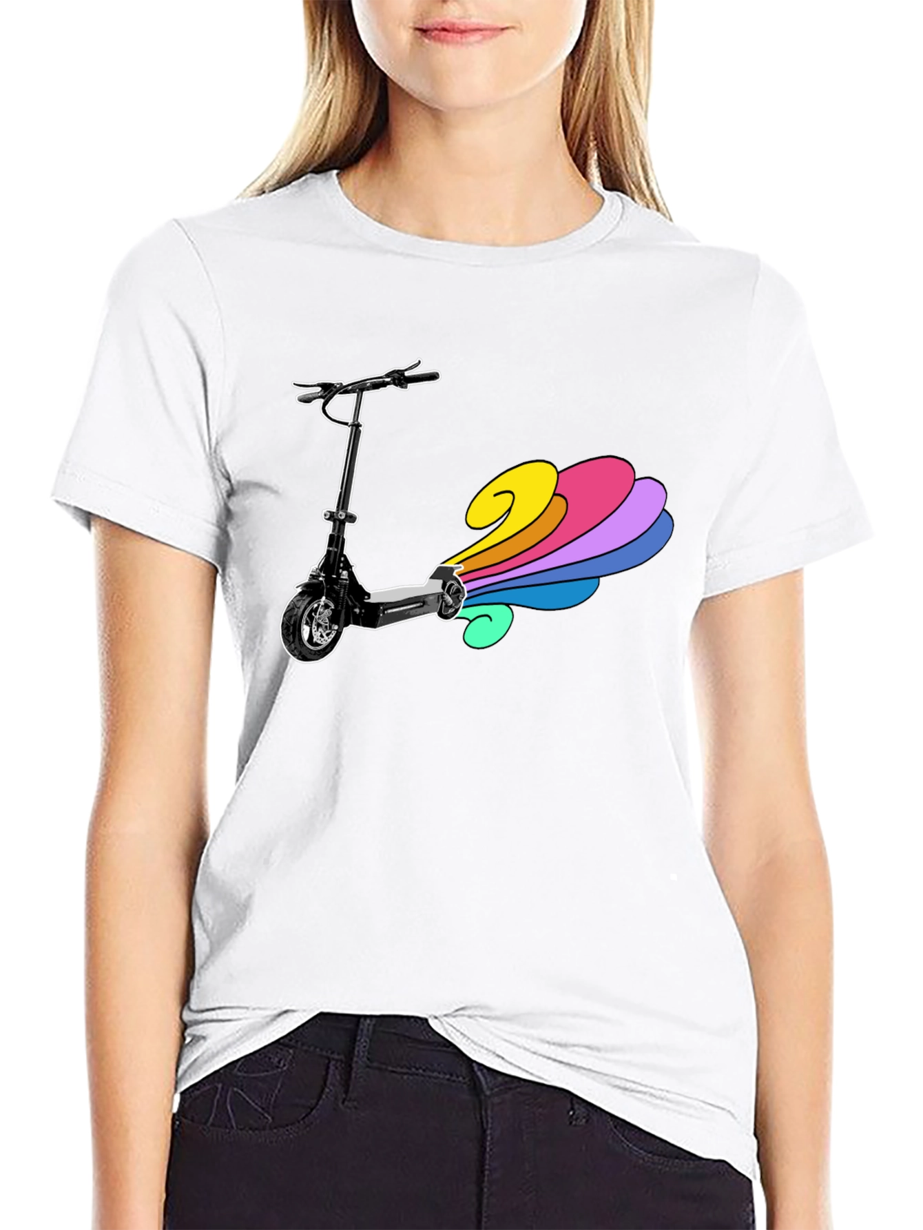 Electric Scooter Rainbow Tail Tee