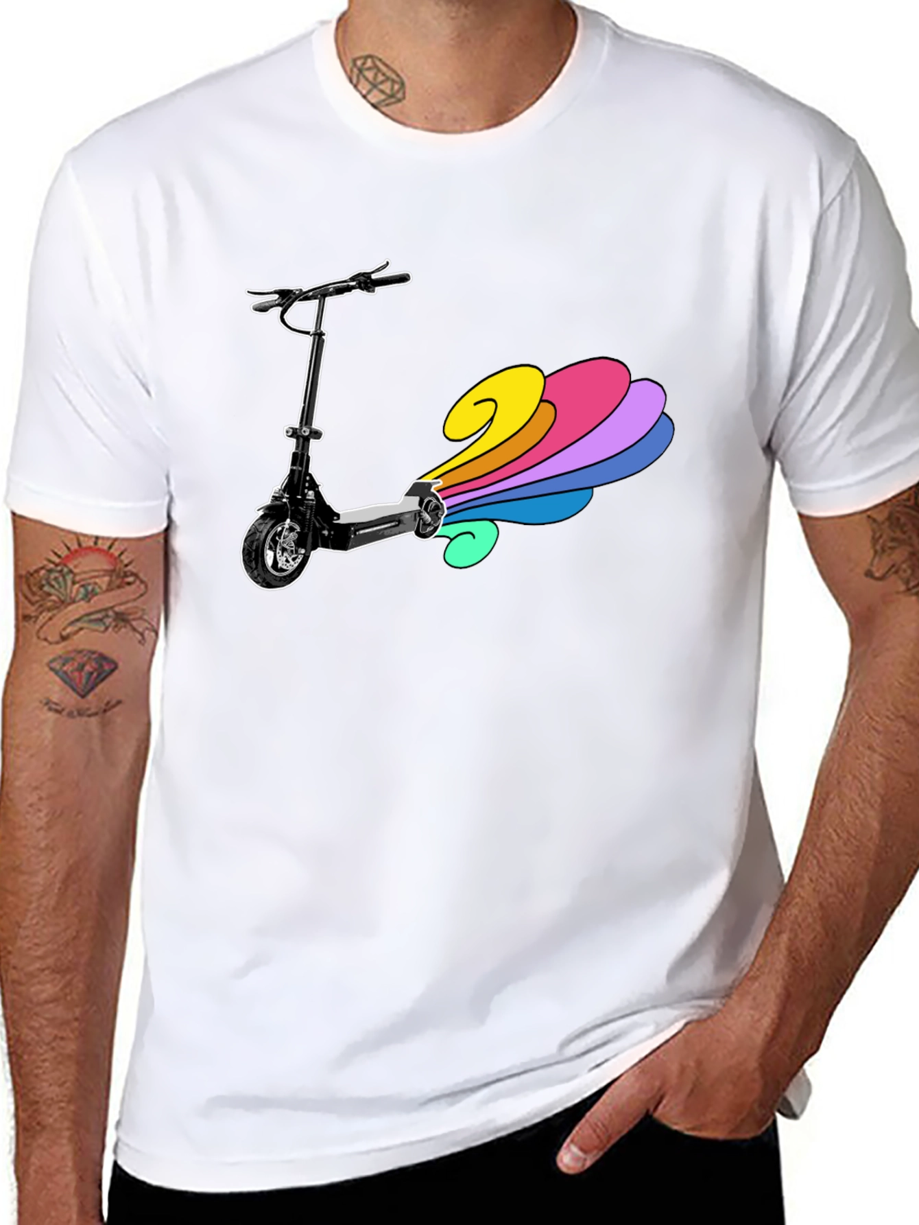 Electric Scooter Rainbow Tail Tee