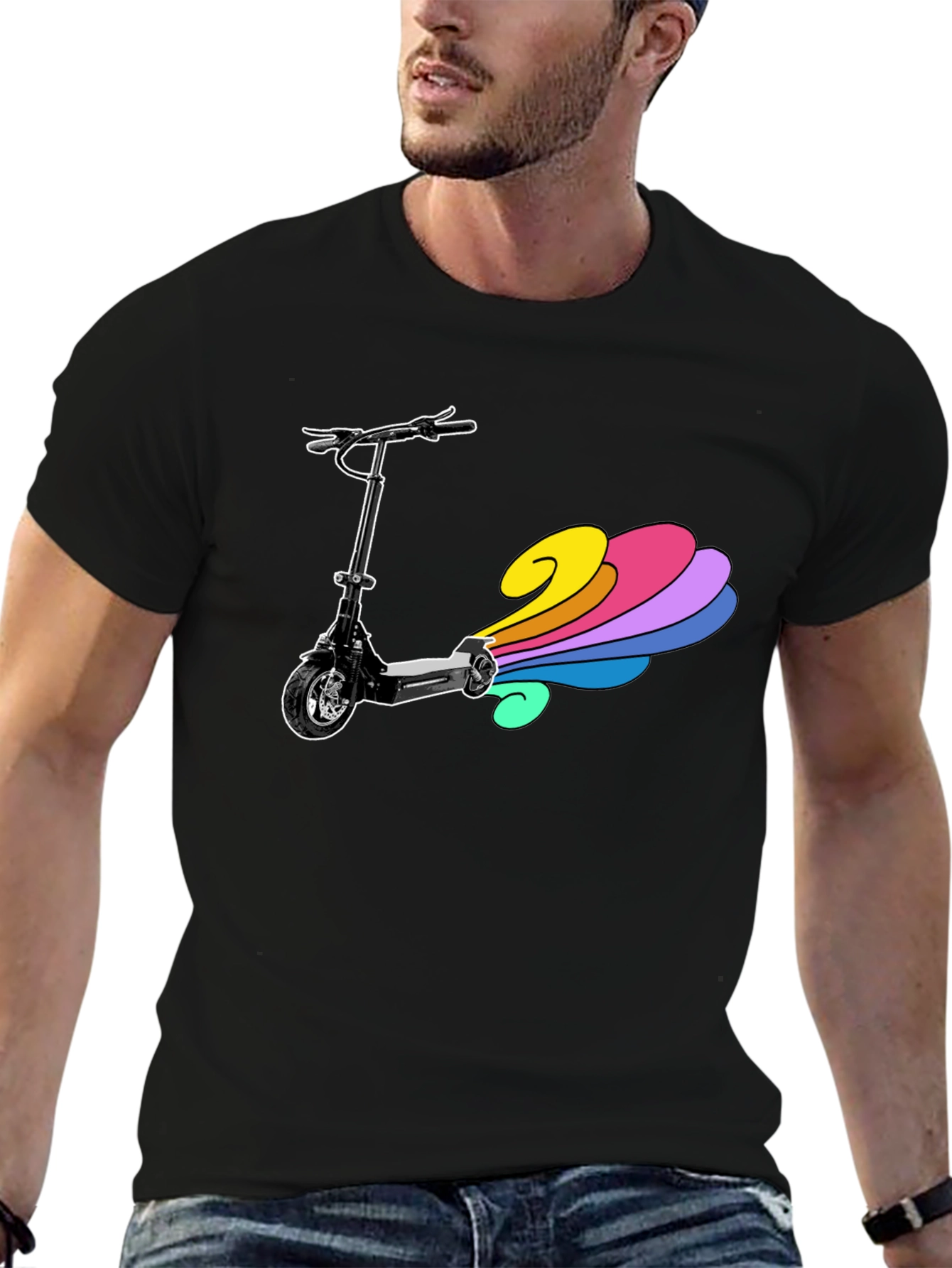 Electric Scooter Rainbow Tail Tee