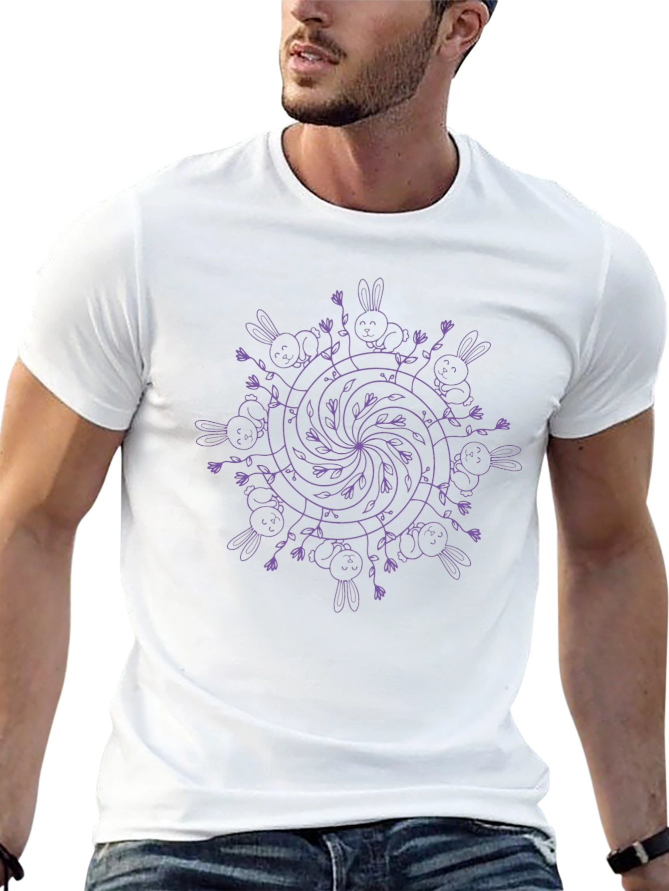Bunny Mandala Graphic Tee - Whimsical Style