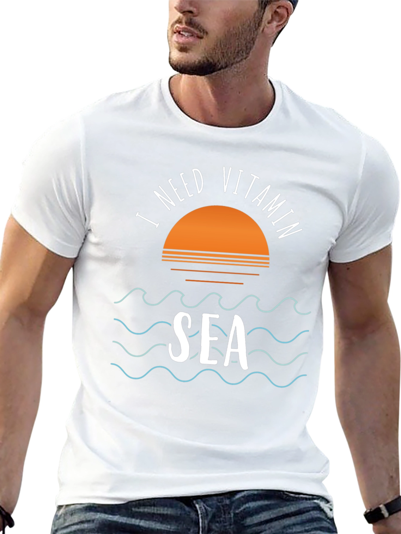 I Need Vitamin Sea Black Graphic T-Shirt