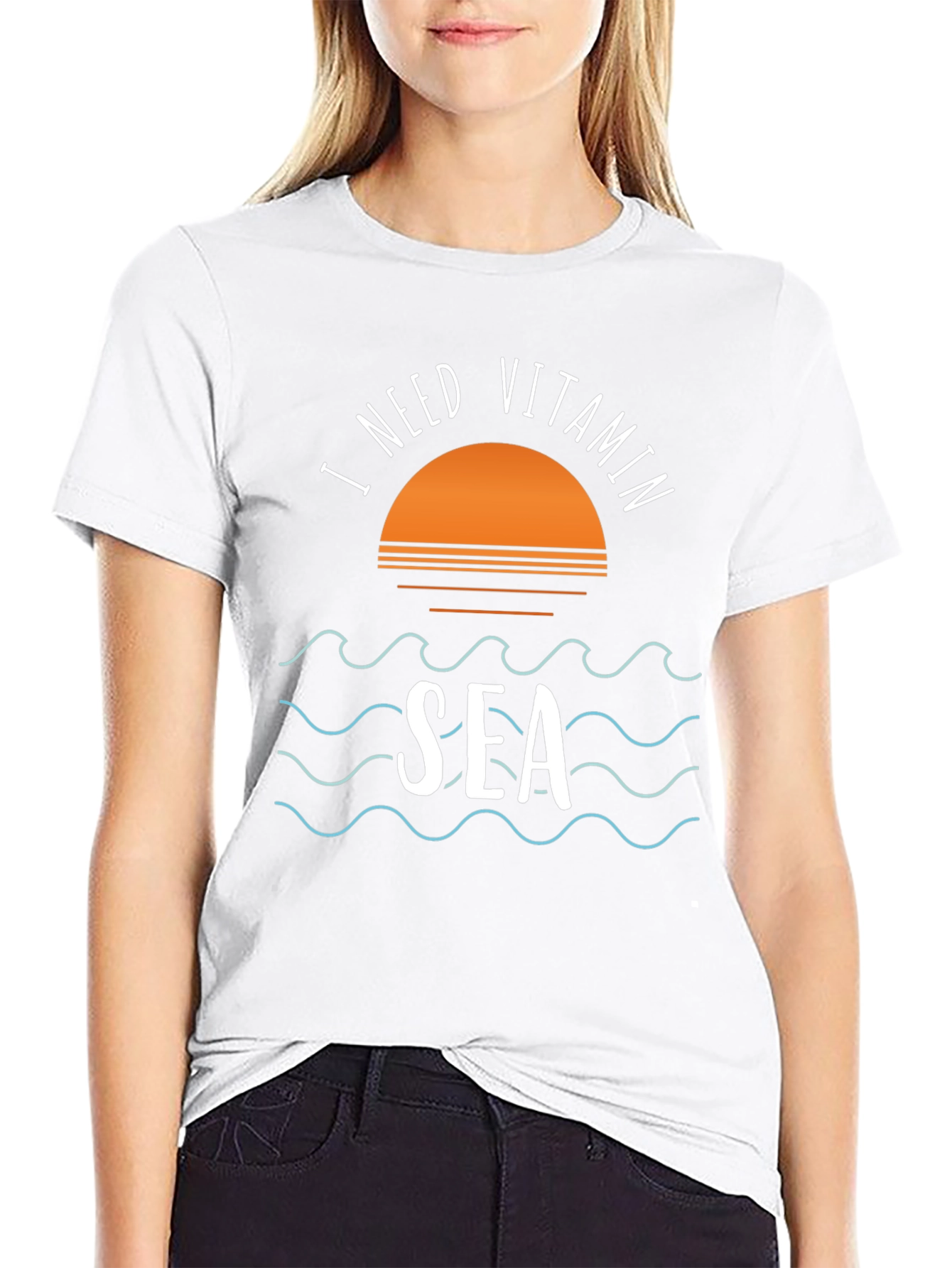 I Need Vitamin Sea Black Graphic T-Shirt