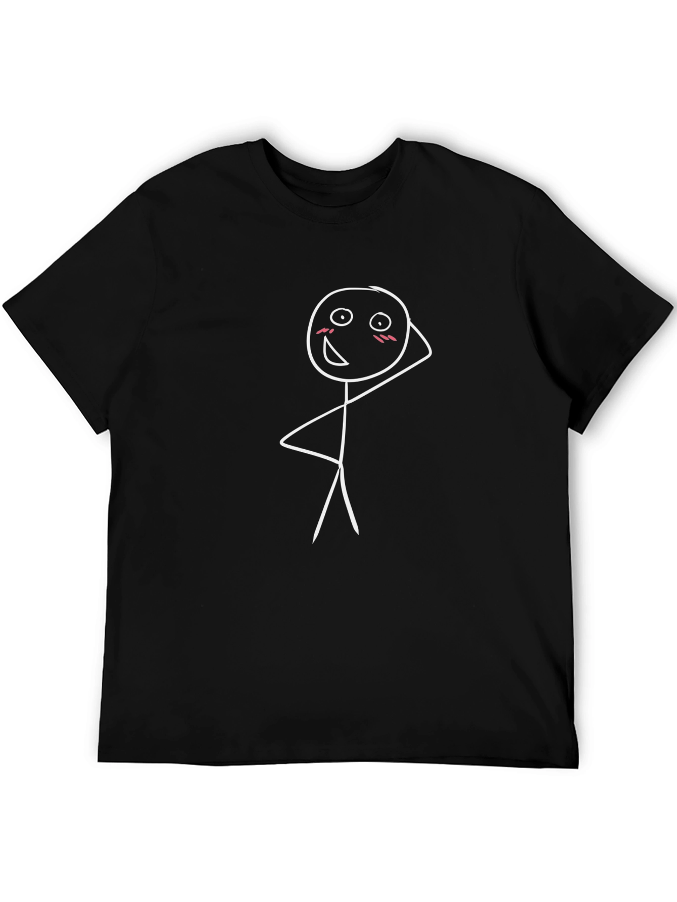 Funny Stick Figure Graphic Tee - Black Cotton T-Shirt