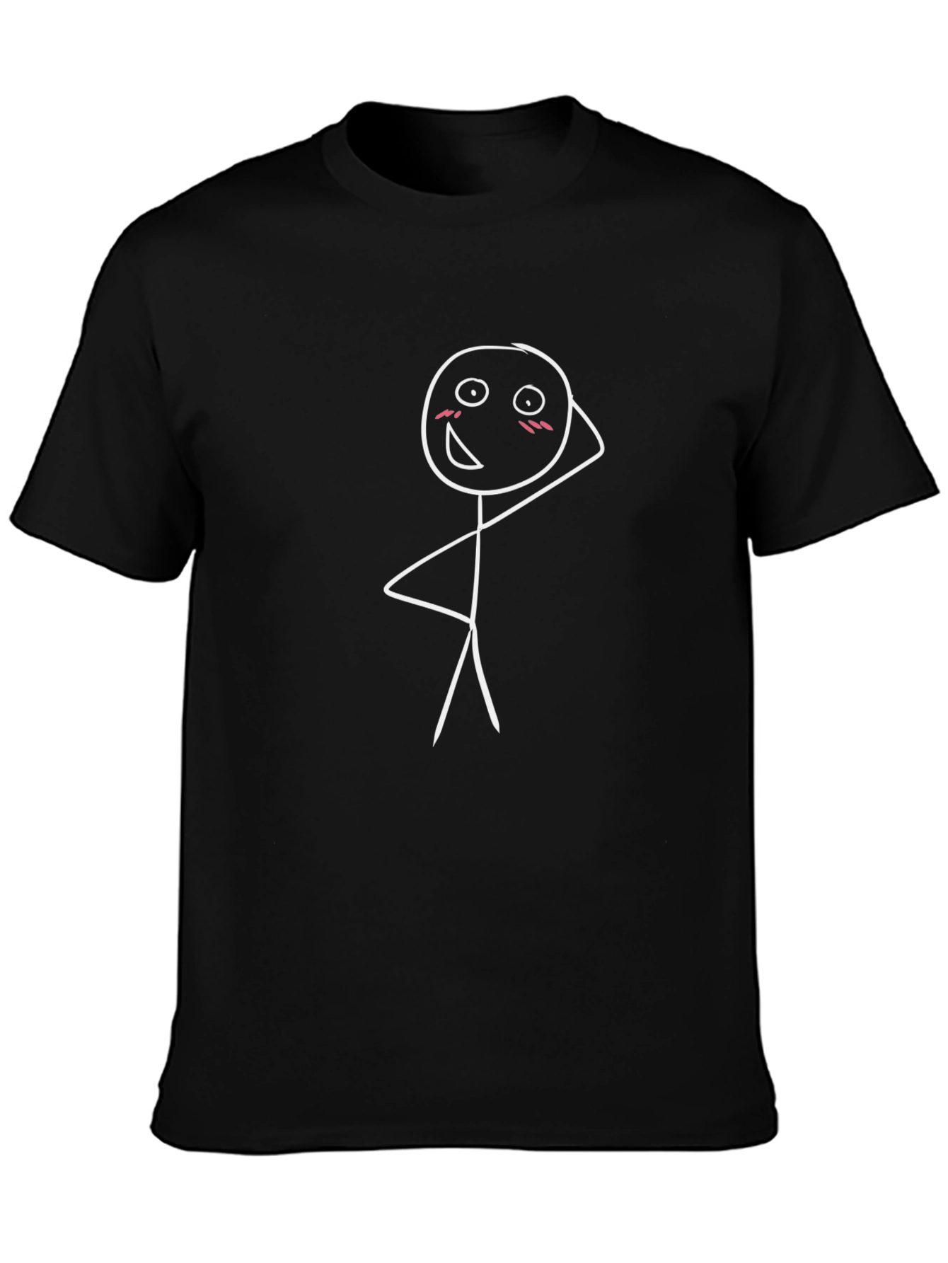 Funny Stick Figure Graphic Tee - Black Cotton T-Shirt