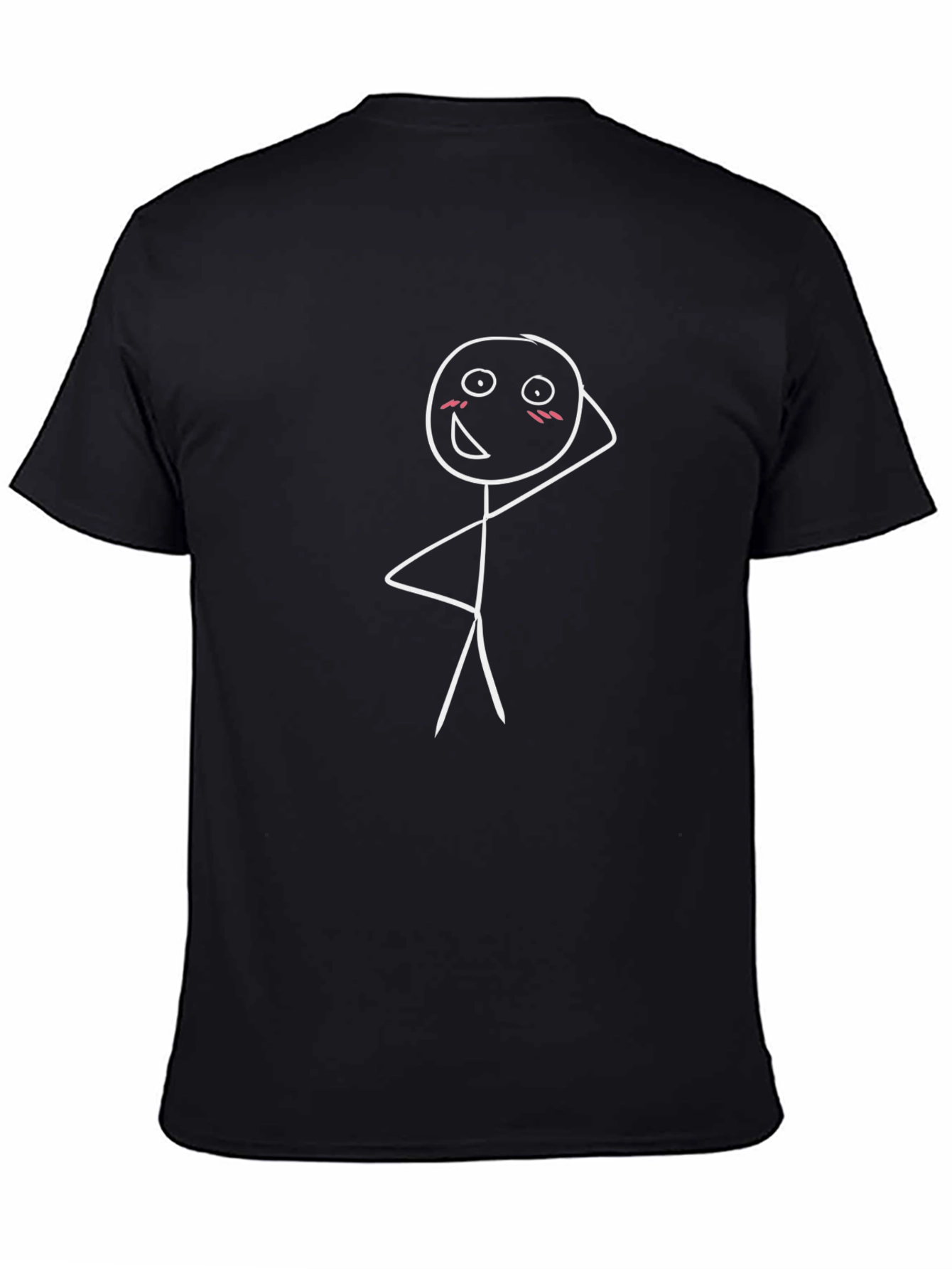Funny Stick Figure Graphic Tee - Black Cotton T-Shirt