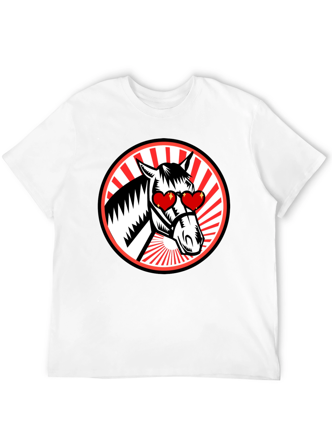 Heart Eyes Horse Graphic Tee - Black T-Shirt
